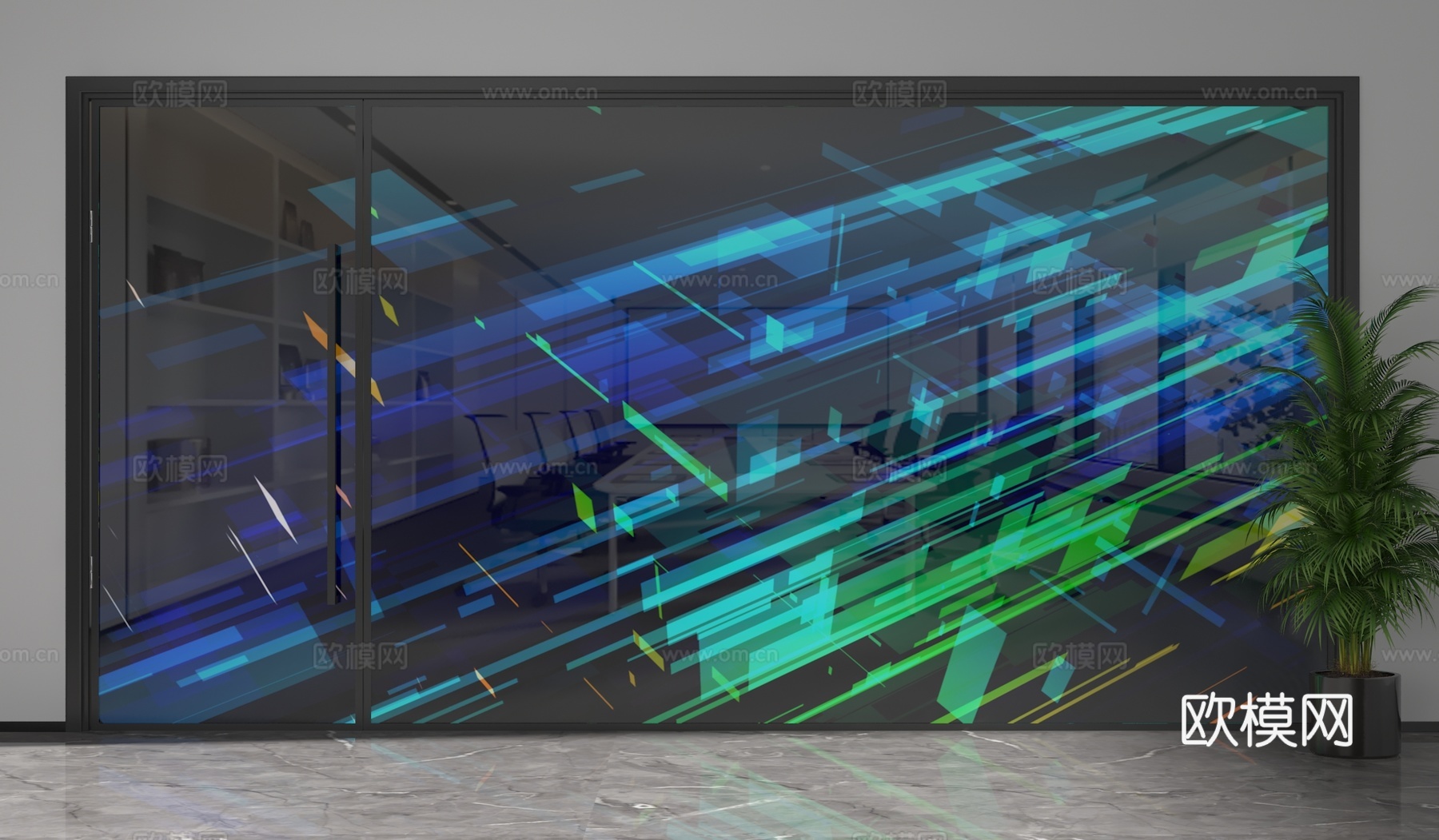 现代玻璃隔断3d模型下载
