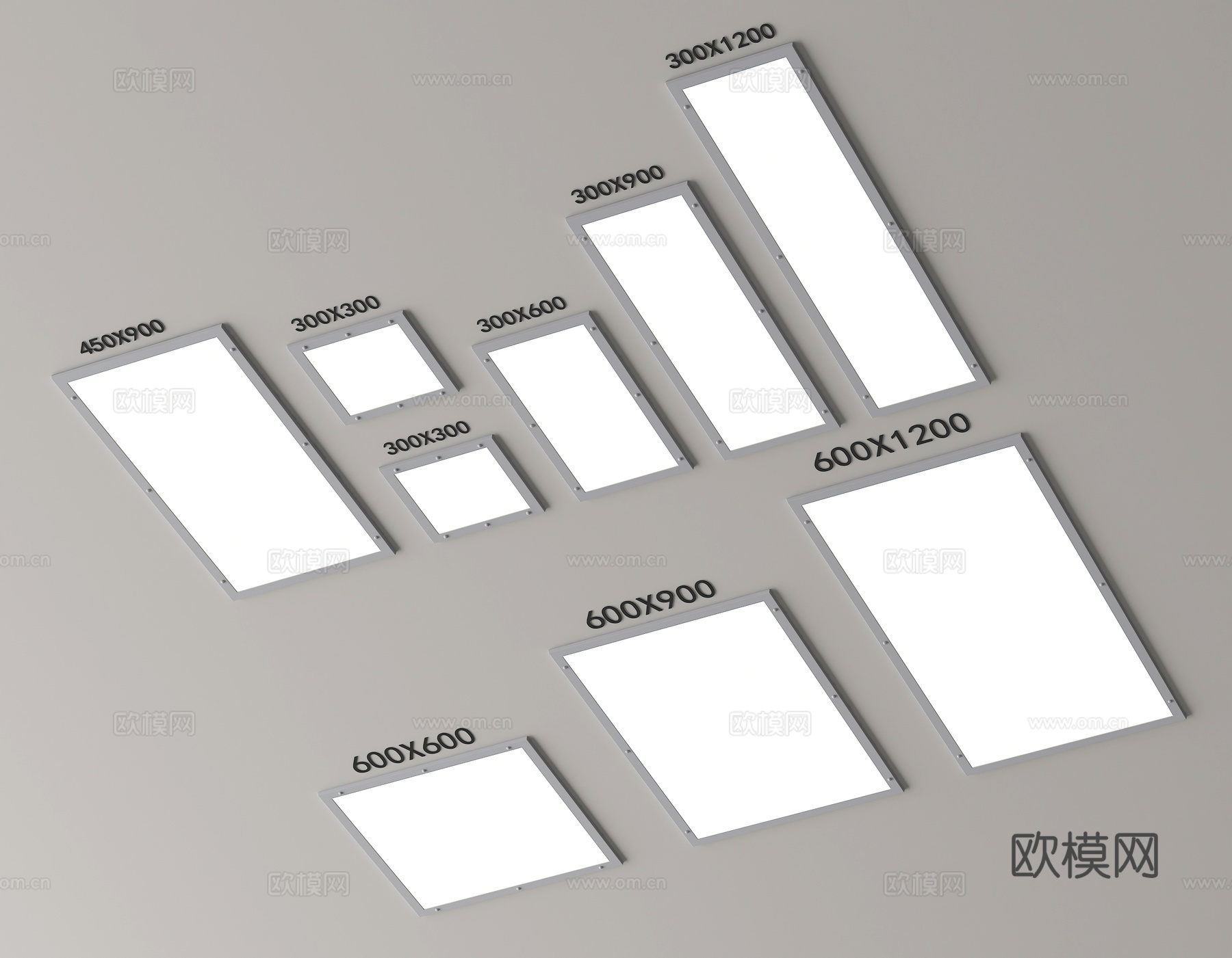 现代超薄平板灯 办公灯3d模型