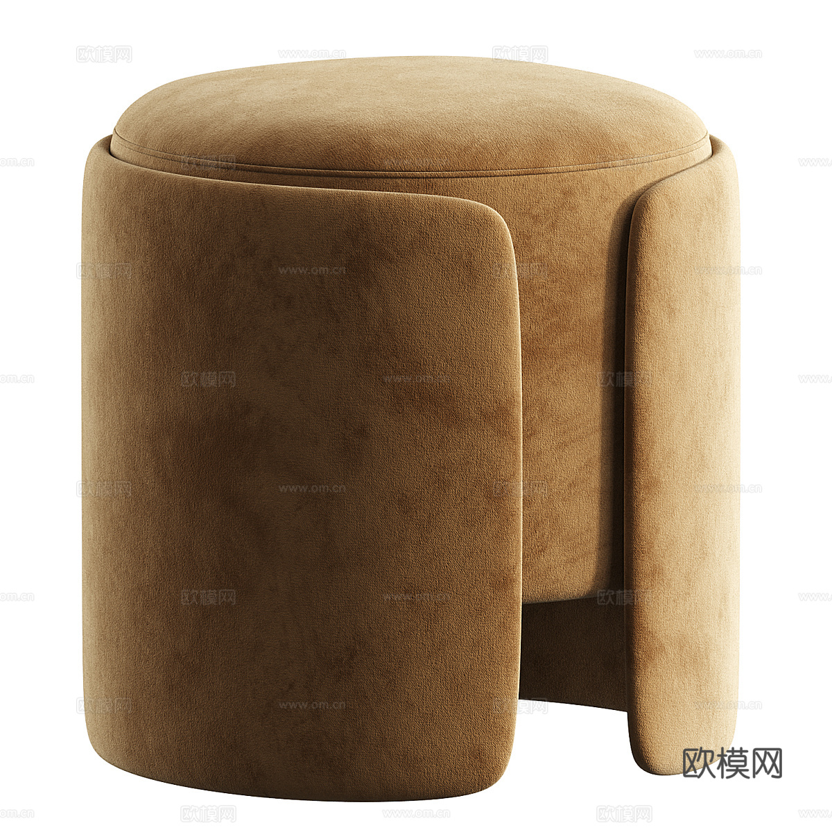 现代奶油风布艺圆凳3d模型