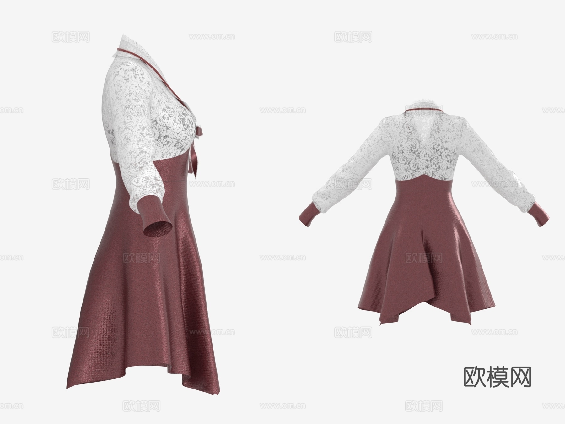 连衣裙 裙子 女性服装 蕾丝女装 衣服3d模型