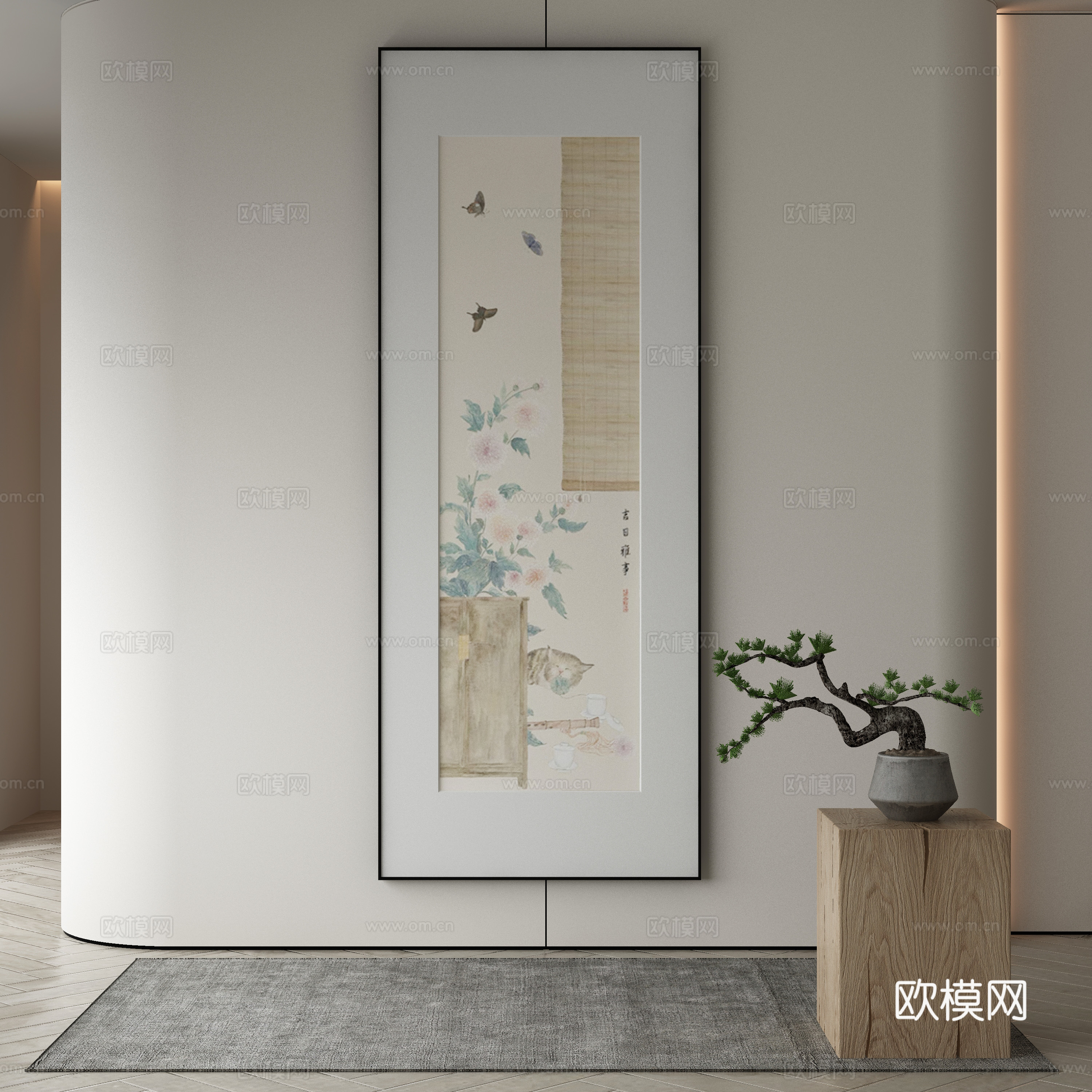 新中式侘寂挂画 油画3d模型