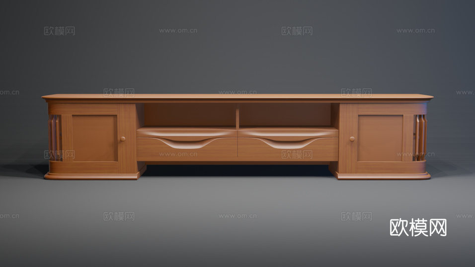 简约 电视柜 木质3d模型下载(渲染图2)