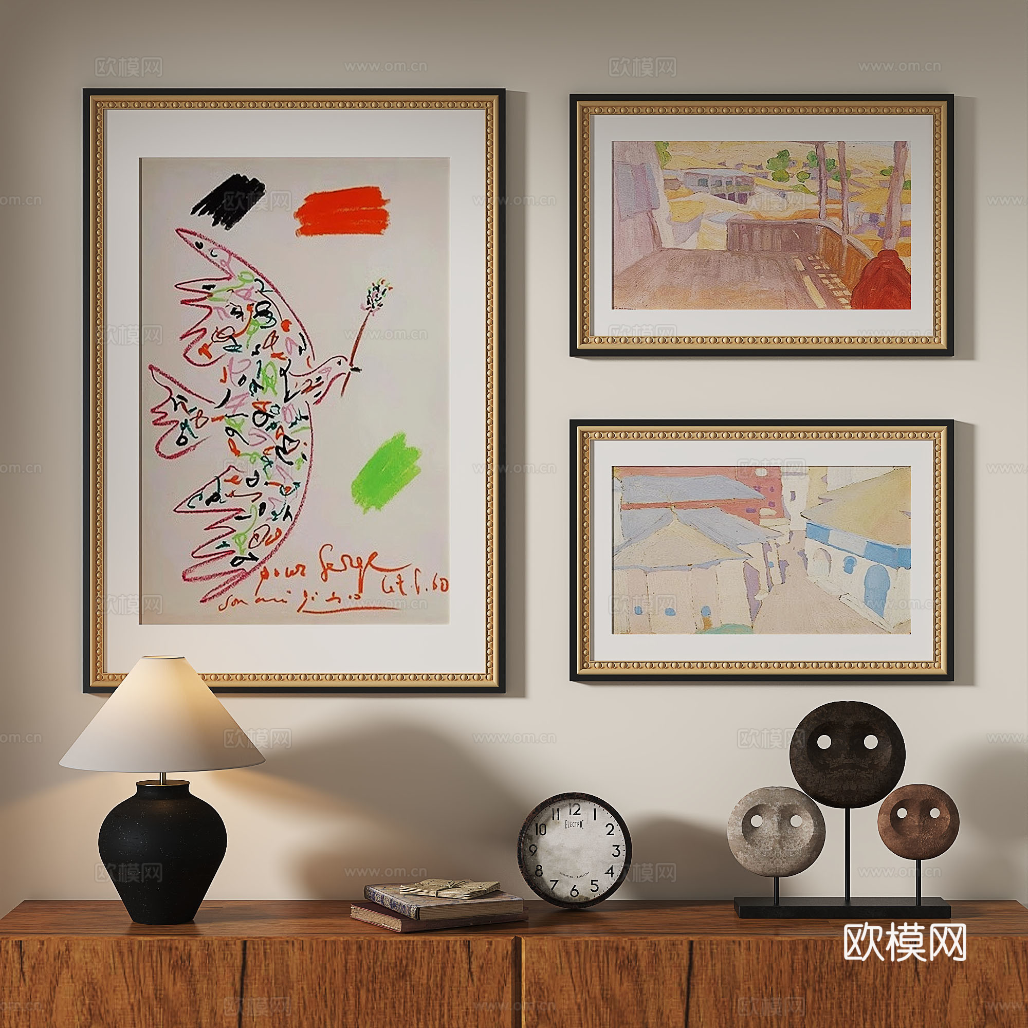 法式，现代，复古，中古，简约，轻奢，欧式，古典，装饰画3d模型