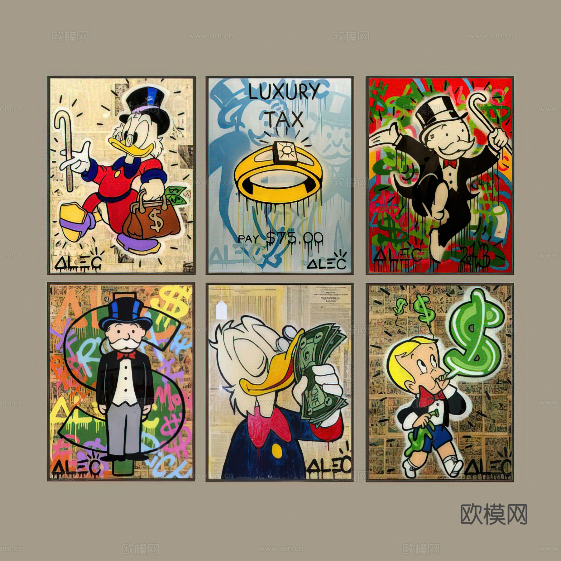 现代挂画 装饰画 儿童挂画 卡通挂画 挂画组合su模型