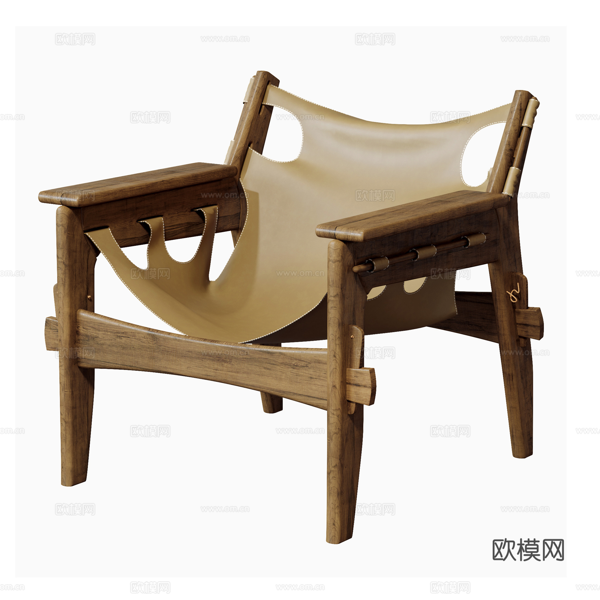 现代休闲椅 实木休闲椅 扶手椅3d模型