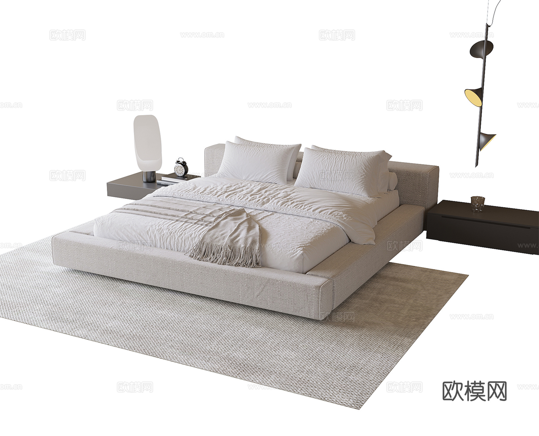 现代双人床 床头吊灯3d模型