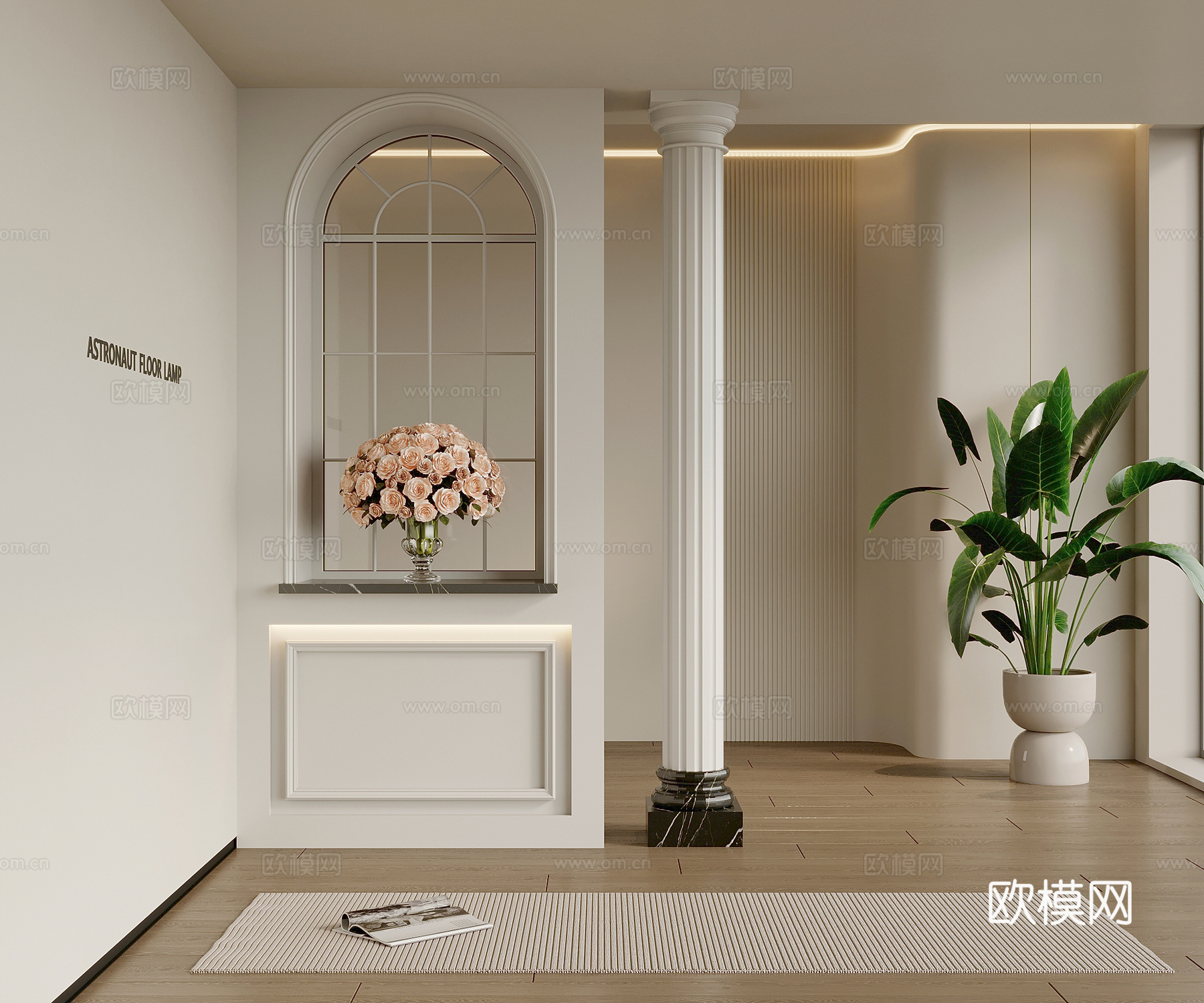 法式奶油风玄关 玄关背景墙3d模型