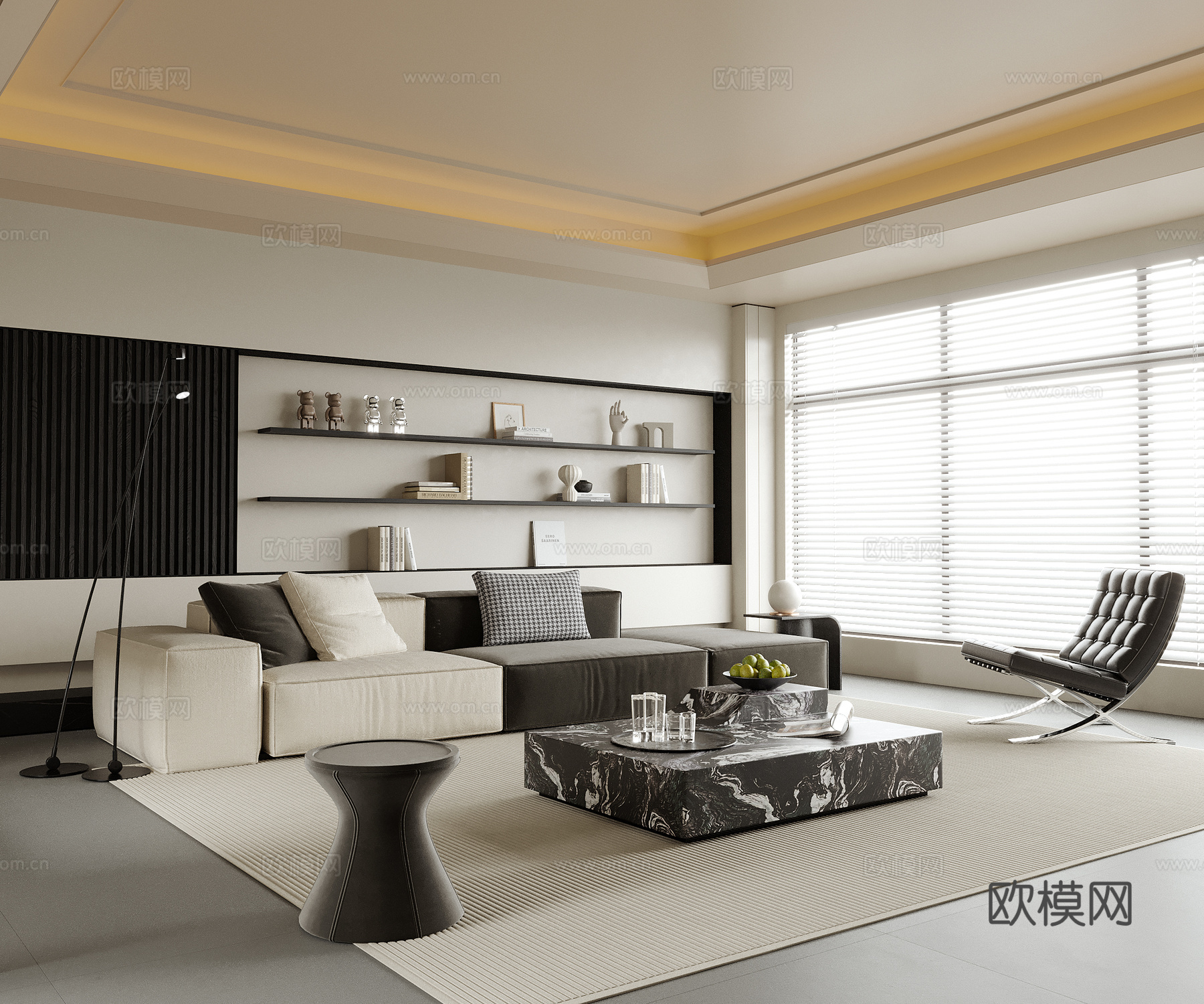现代客厅 沙发茶几3d模型