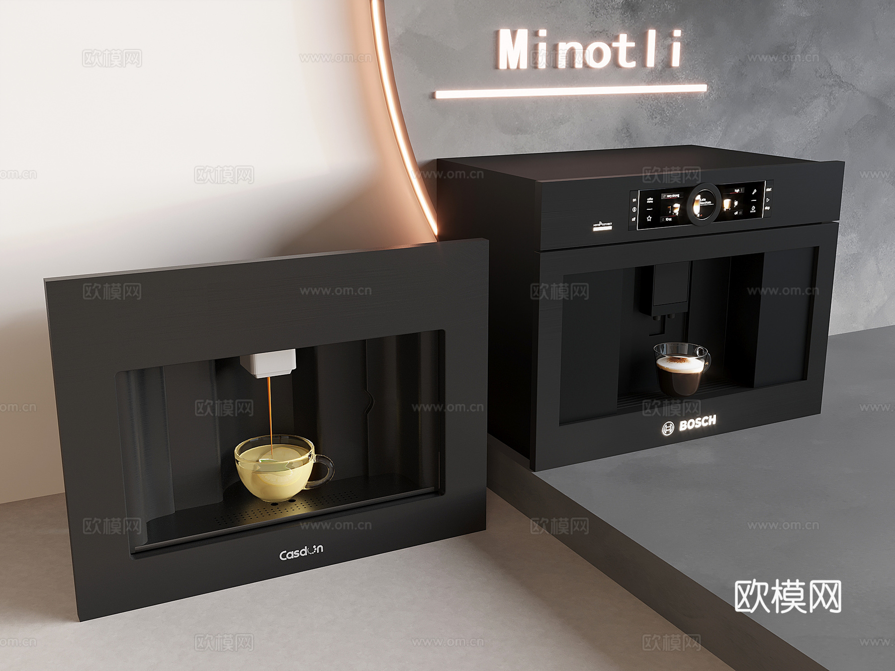 现代内嵌式净饮机 咖啡机冷热直饮机 管线机饮水机3d模型