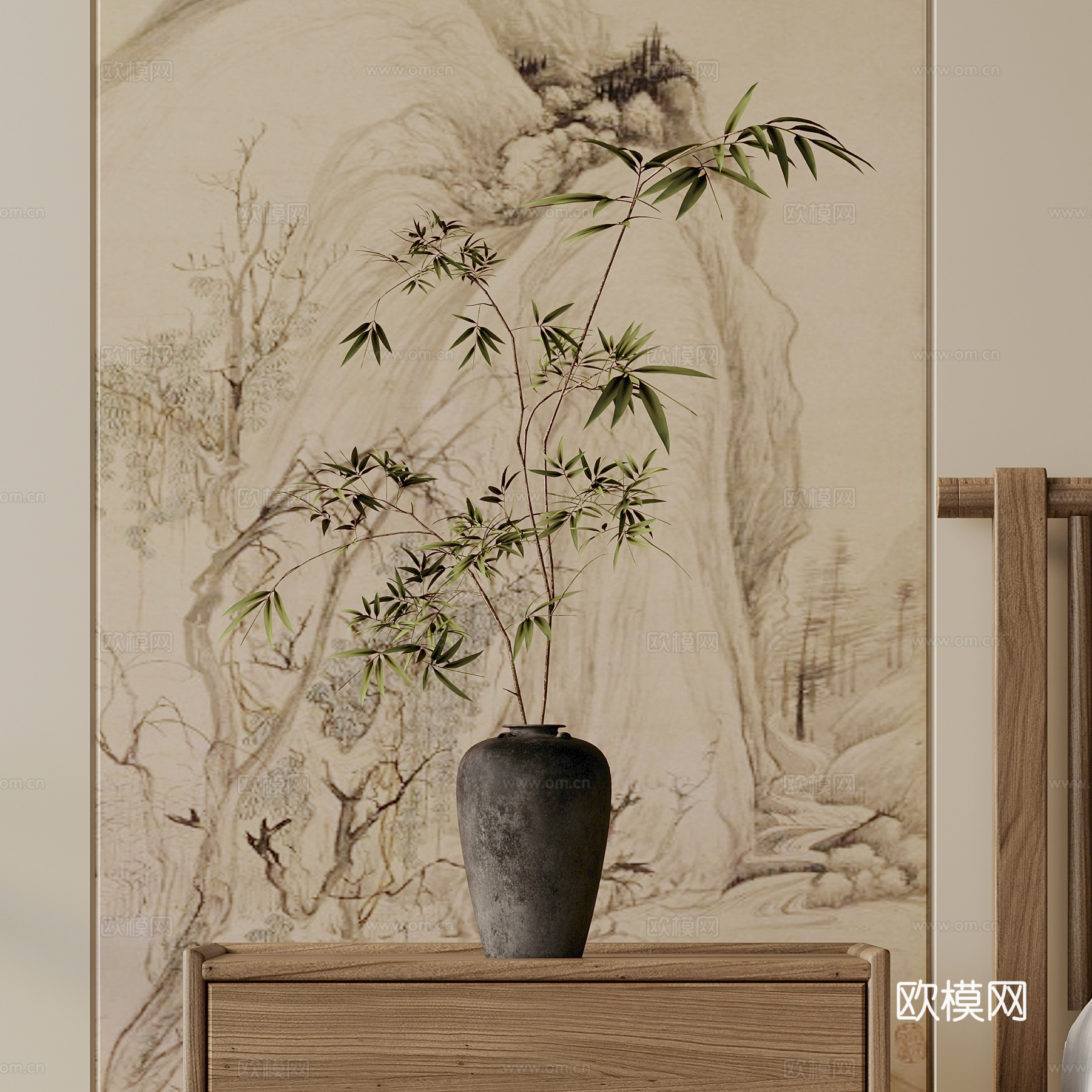 花瓶 新中式花艺 插花3d模型