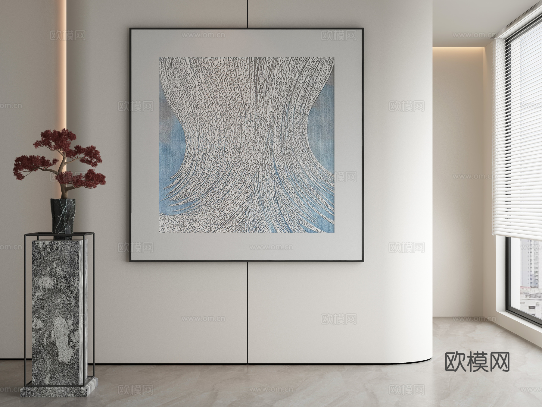 新中式侘寂挂画 油画3d模型