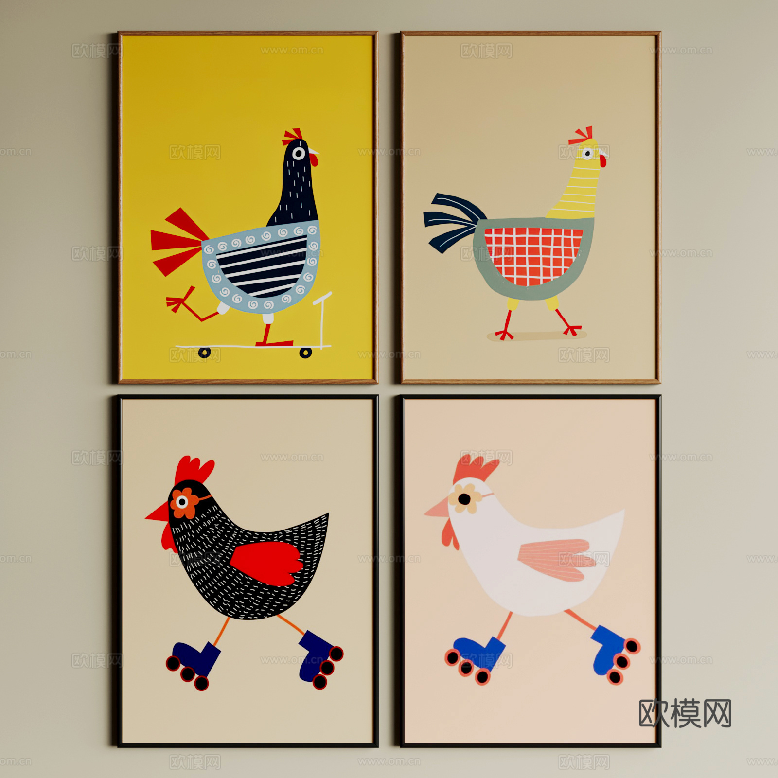 现代挂画 装饰画 儿童挂画 卡通挂画 挂画组合su模型