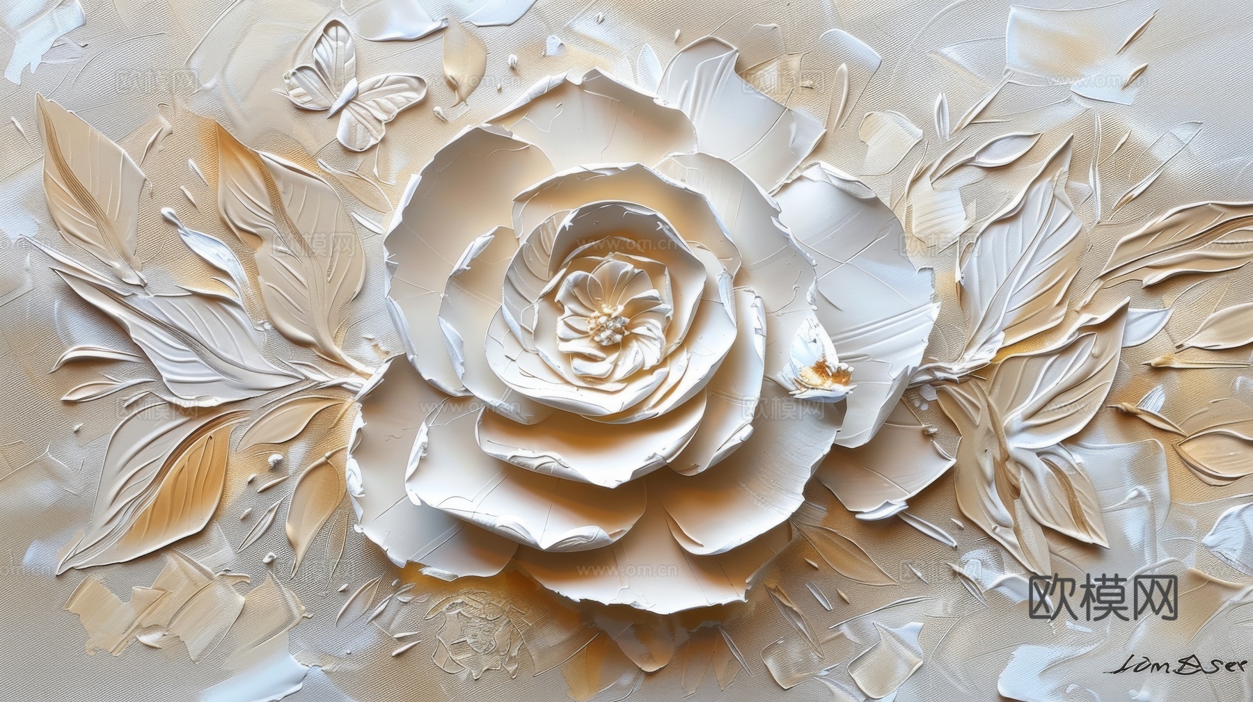 3D浮雕花卉背景墙下载（渲染图6）