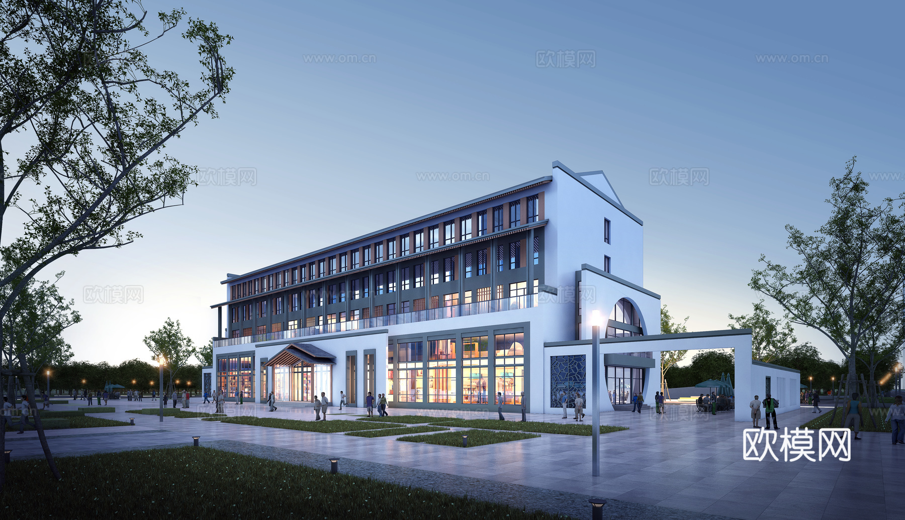 新中式办公楼 会所中心综合楼3d模型