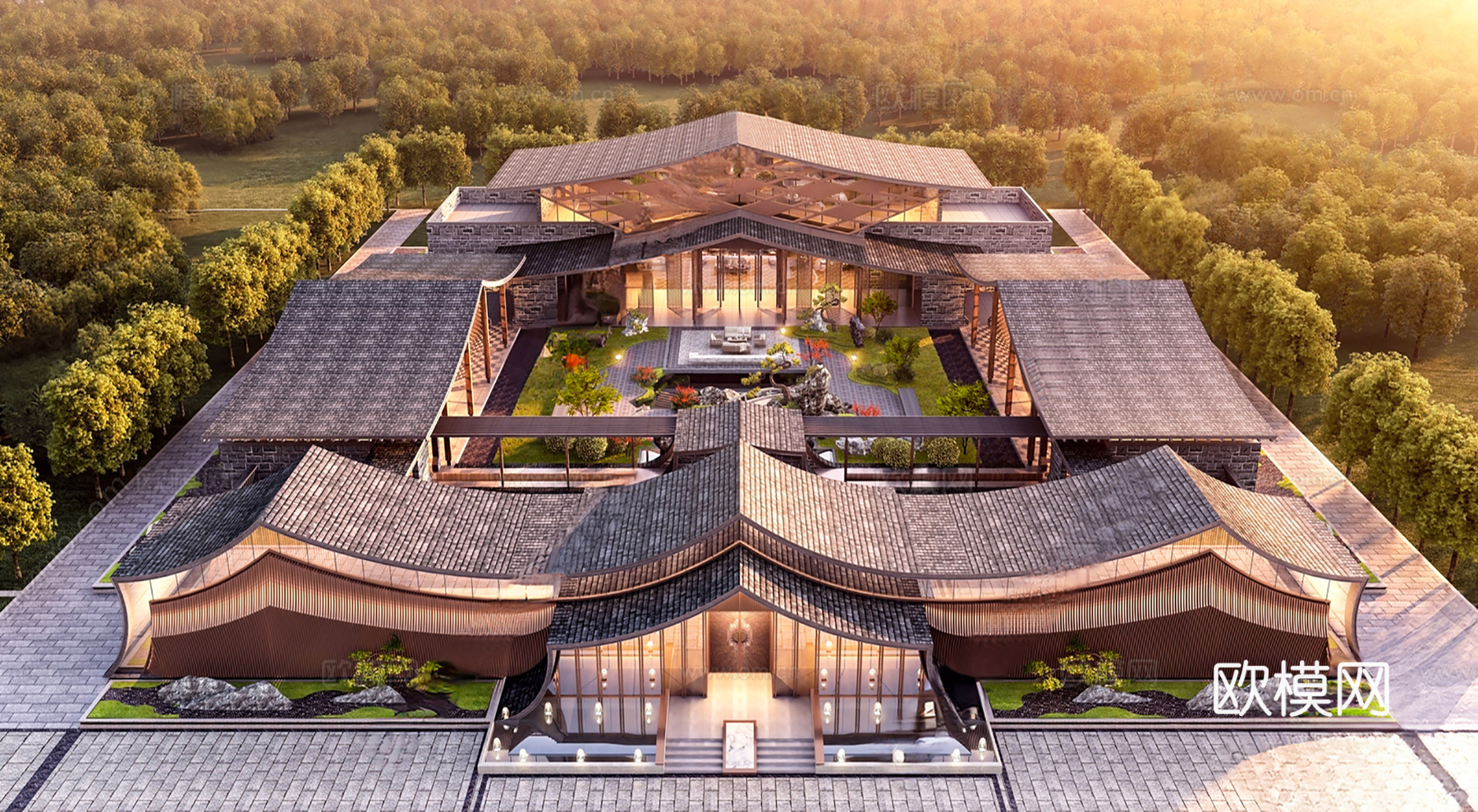 中式四合院 中式住宅 古建筑 四合院3d模型