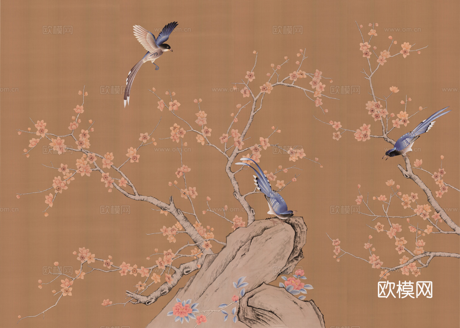 中式喜鹊梅花壁纸