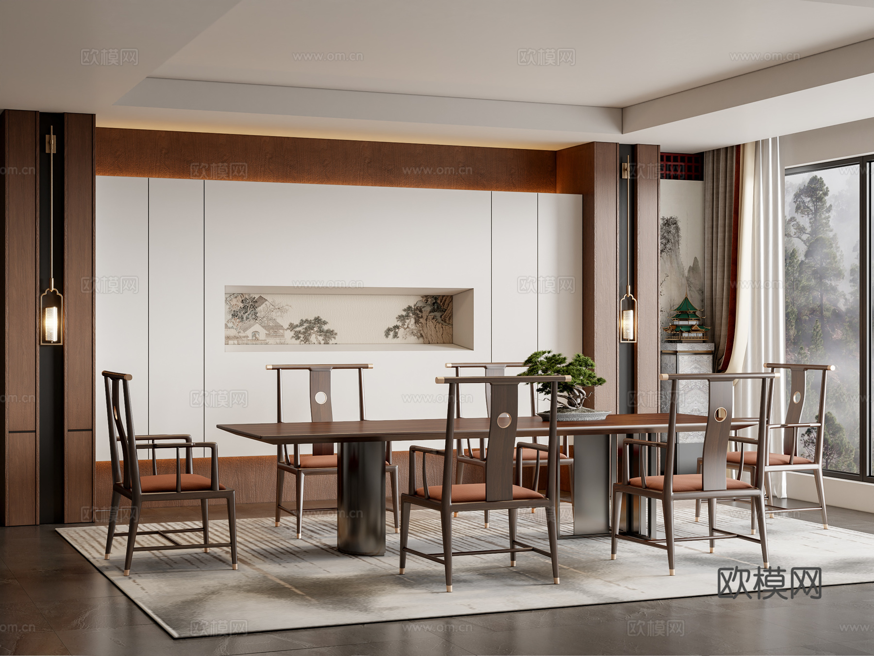 新中式餐厅3d模型
