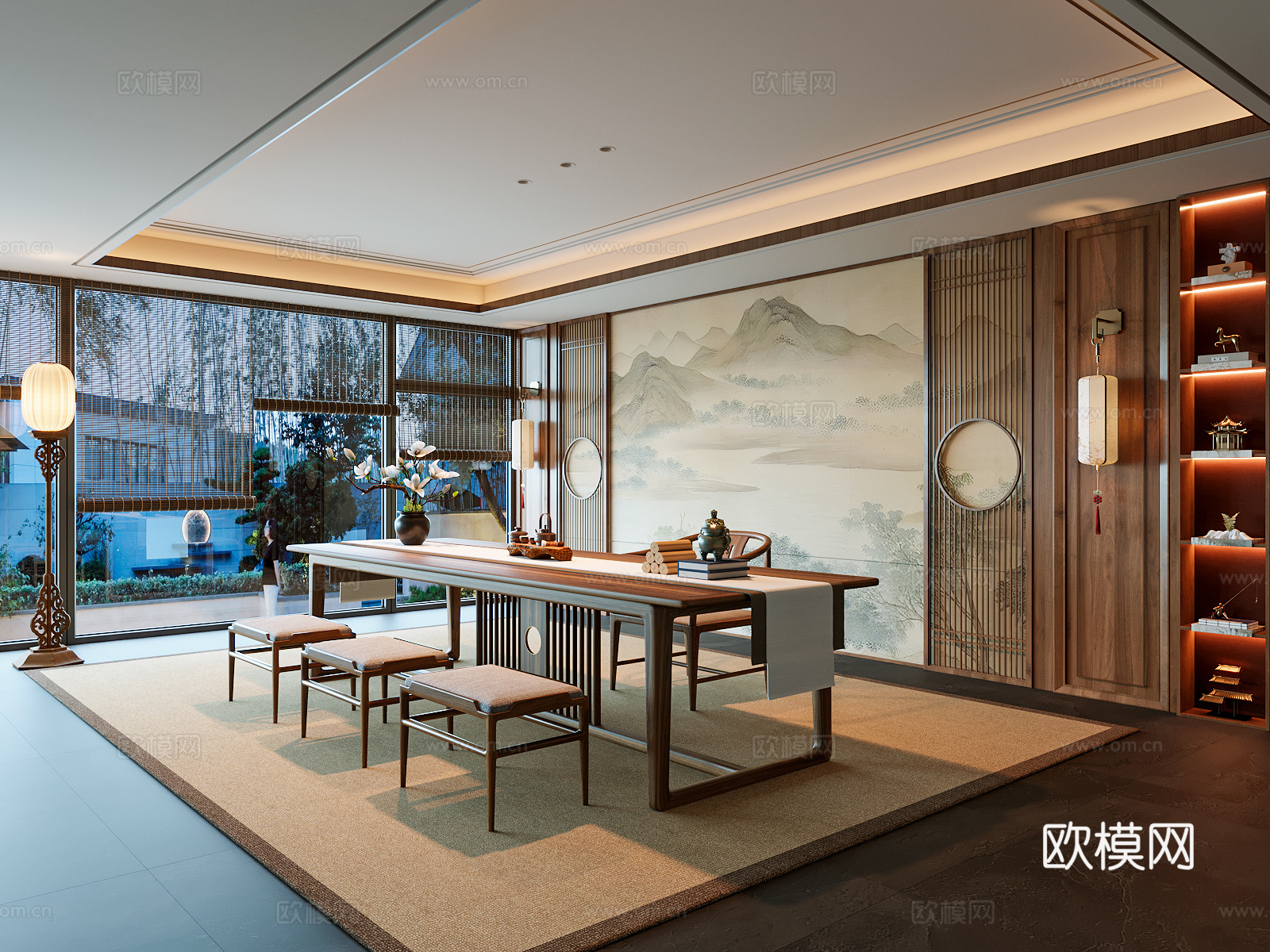 新中式茶室su模型