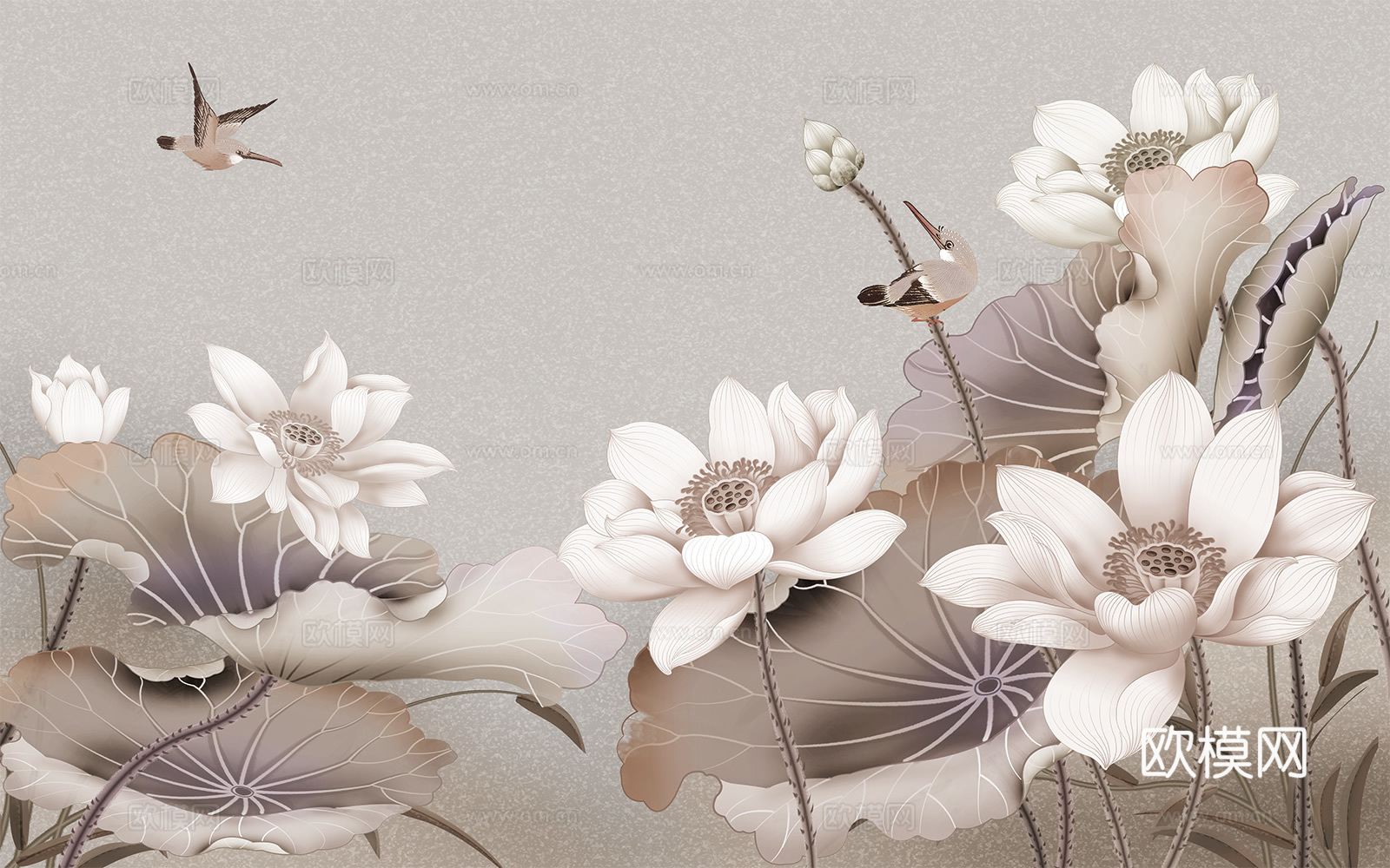 新中式花鸟壁纸壁画