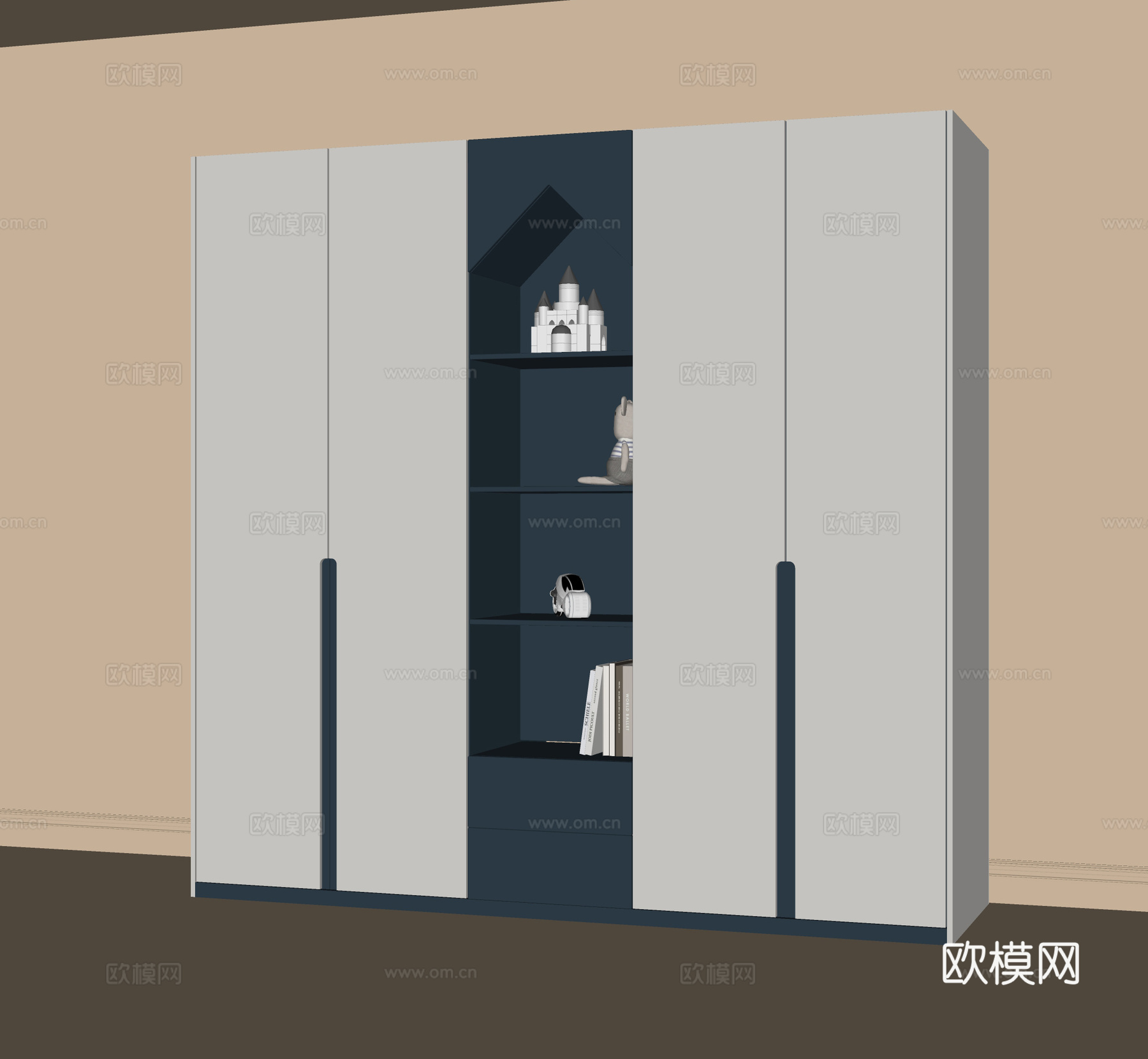 现代儿童衣柜su模型