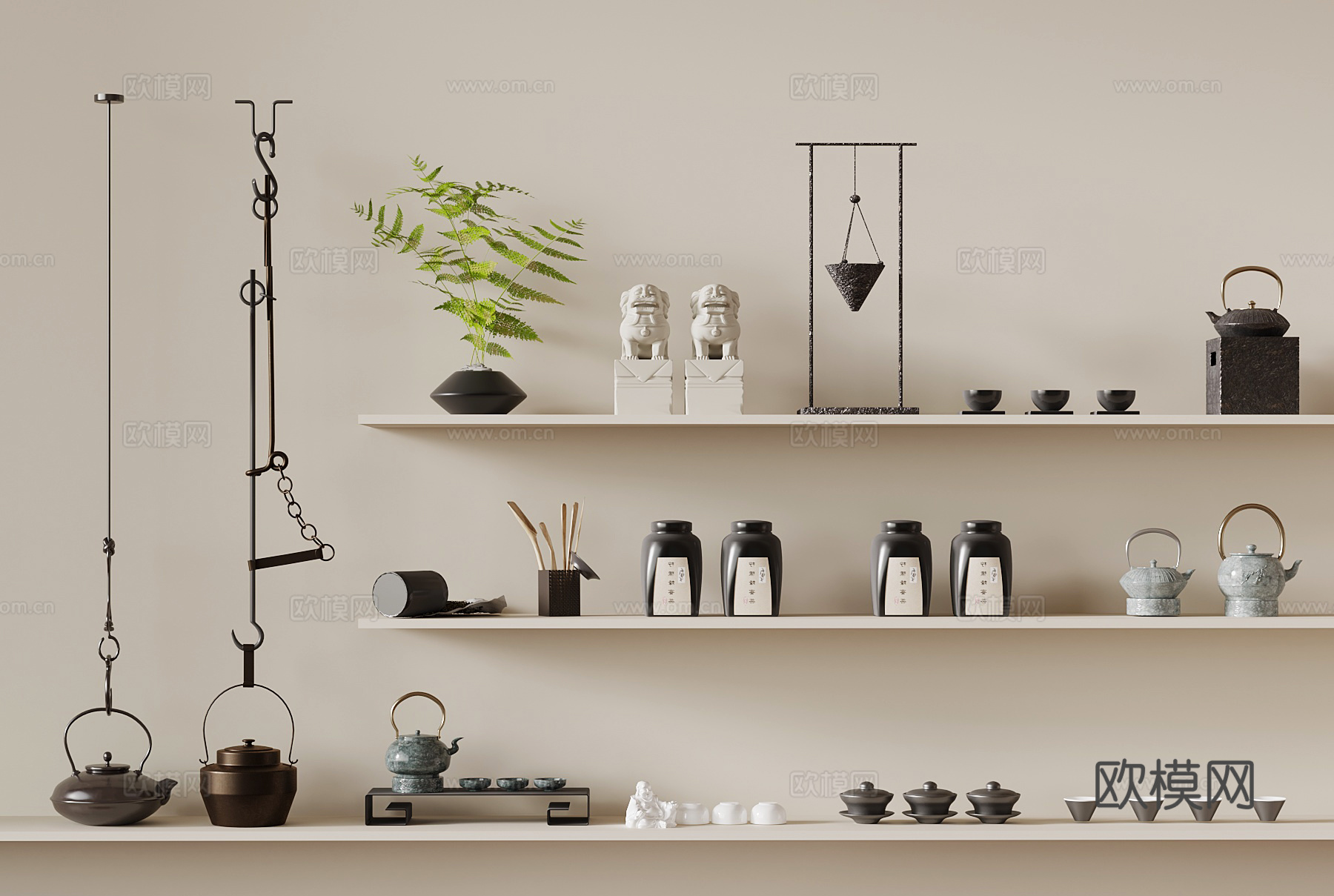 茶具 新中式茶具 茶壶su模型