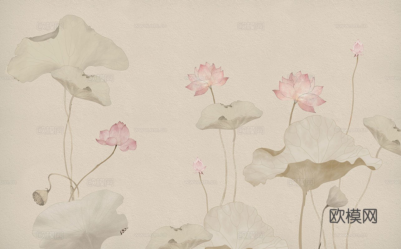 新中式花鸟壁纸壁画