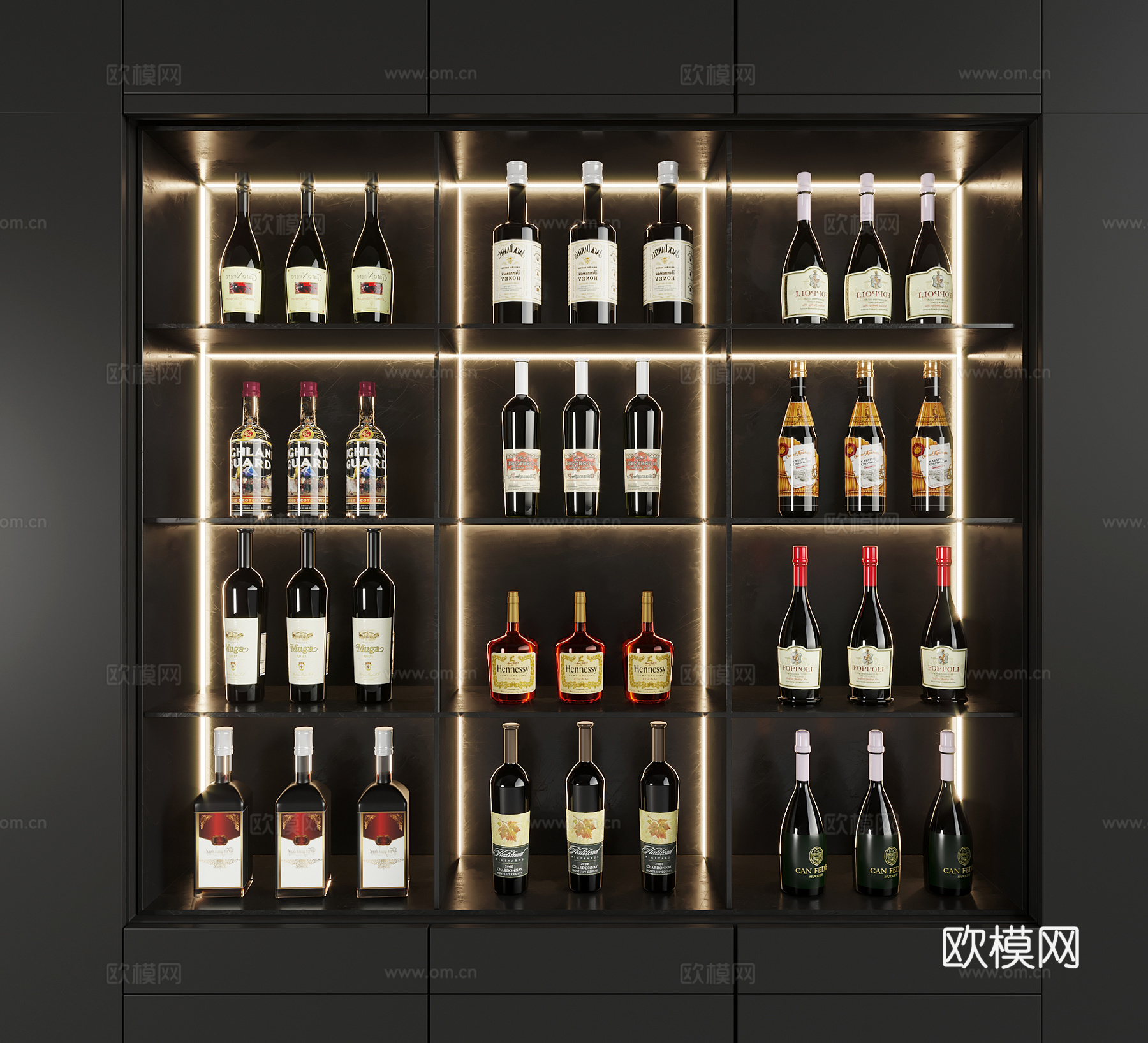 酒水 现代酒水 红酒 洋酒 酒瓶su模型