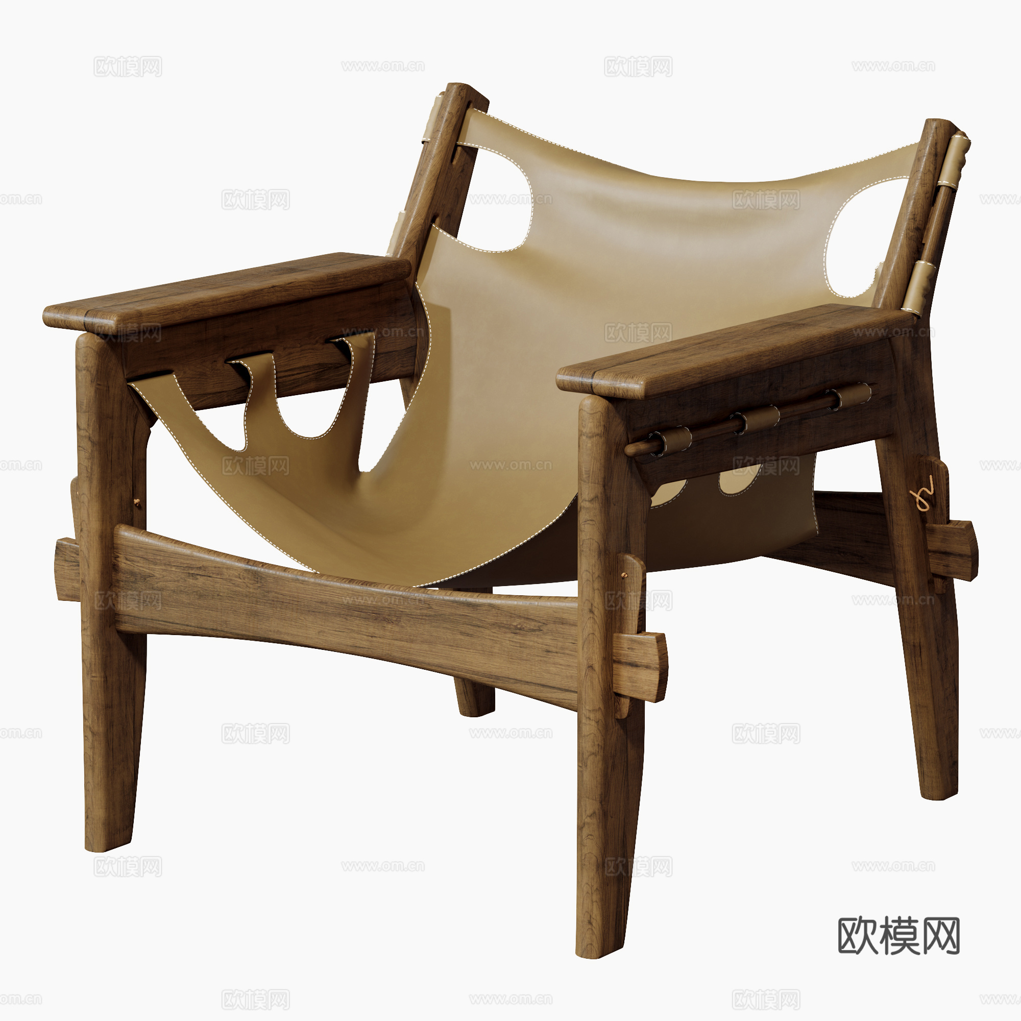 现代休闲椅 实木休闲椅 扶手椅su模型