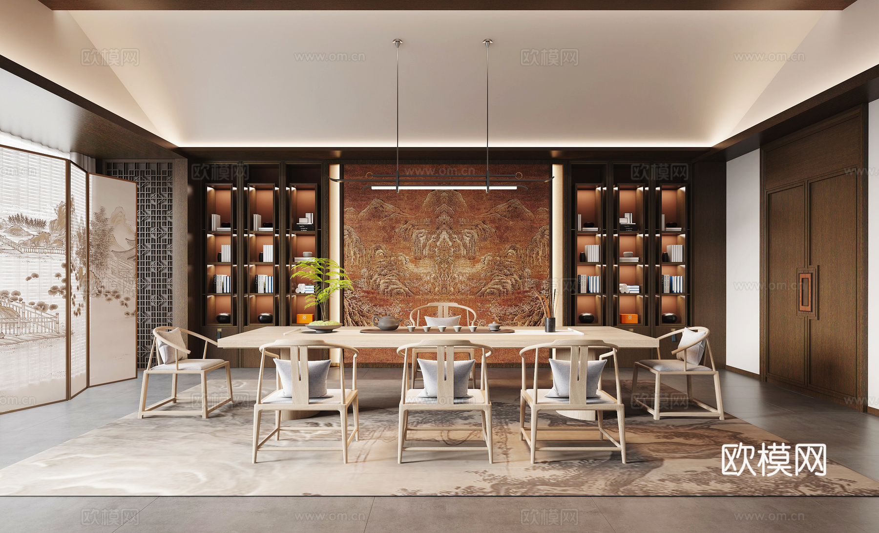 新中式茶室3d模型下载