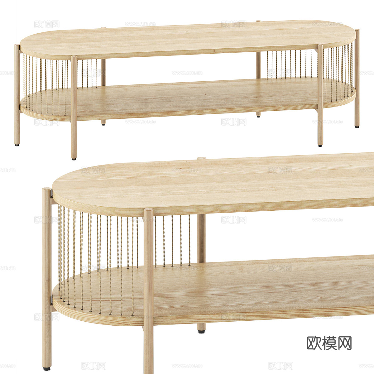 现代北欧原木风电视柜3d模型