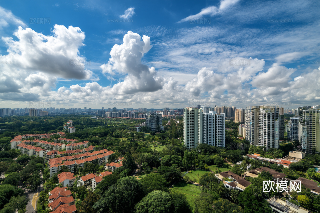 小区远景 高点视觉 城市 蓝天白云