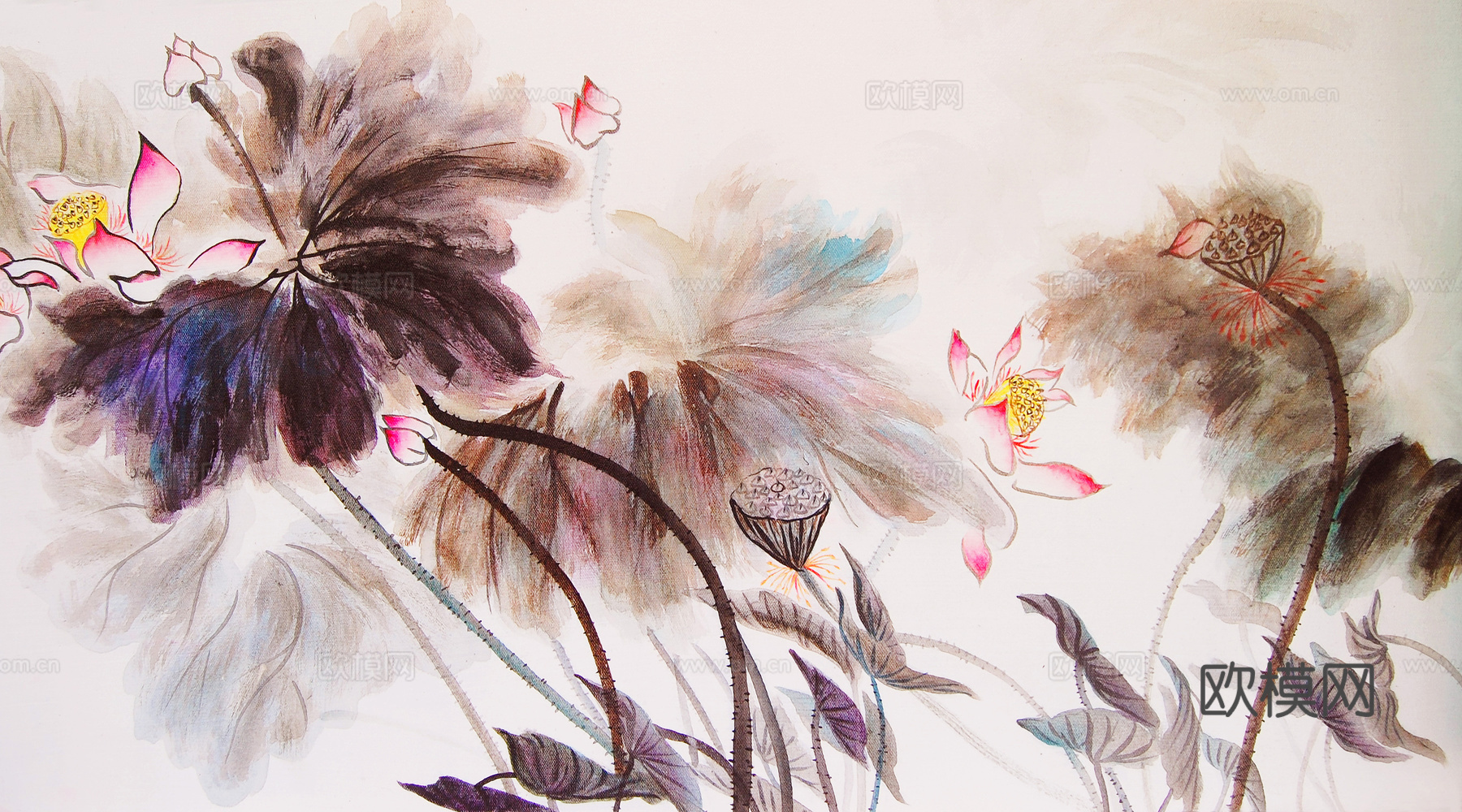 新中式花鸟壁纸壁画