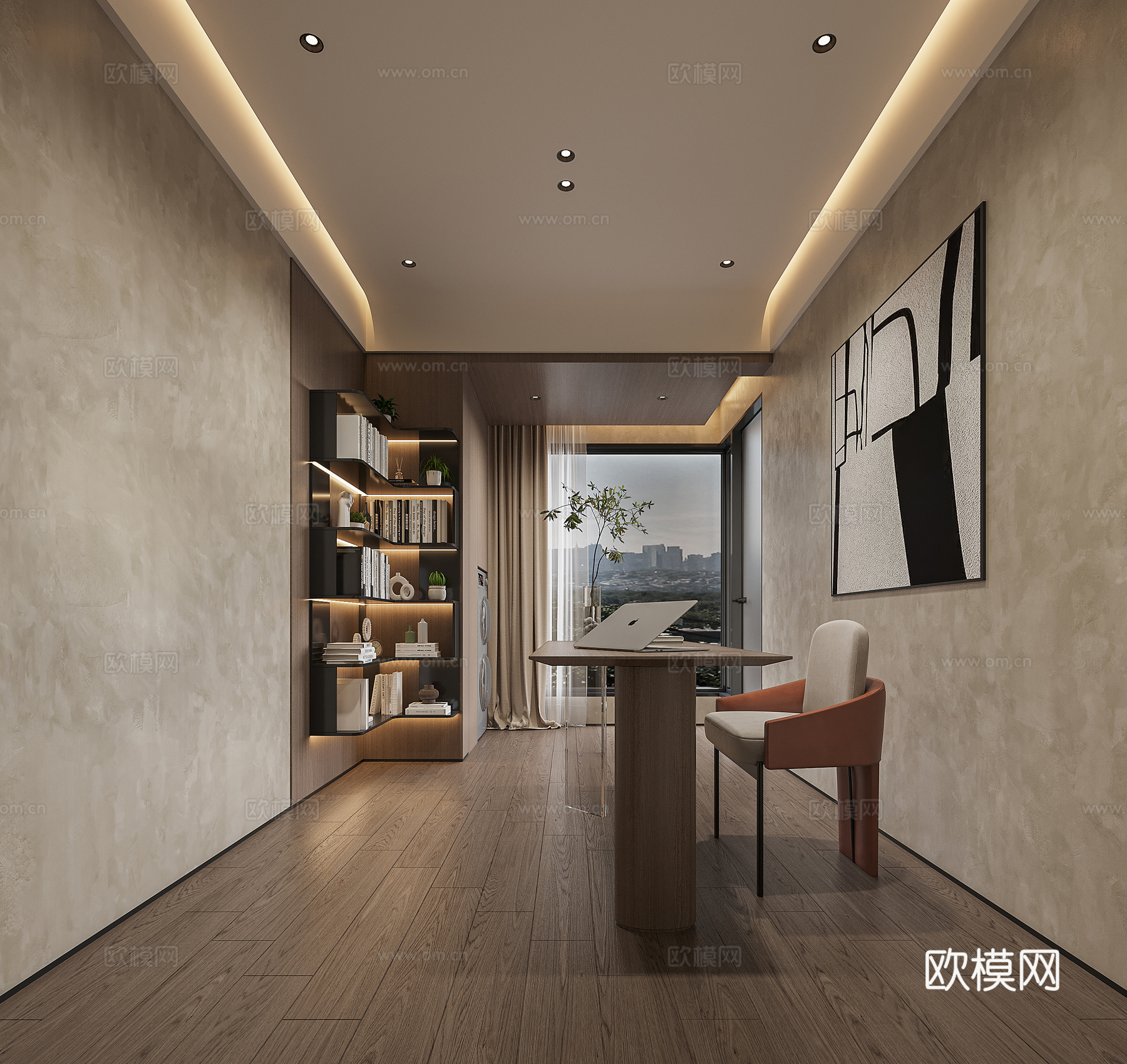 现代书房3d模型下载