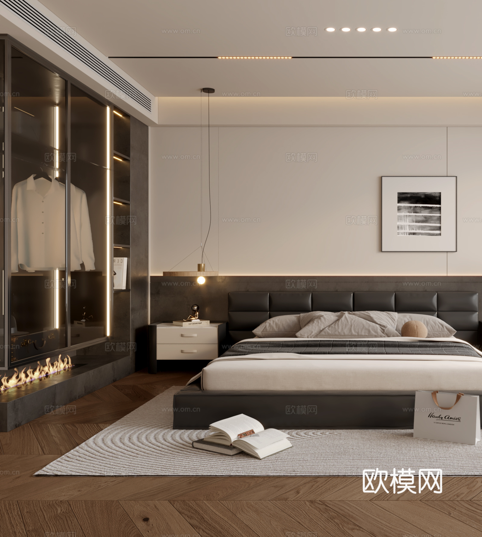意式简约卧室3d模型