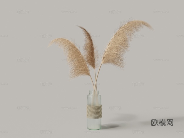 现代毛绒花花瓶3d模型