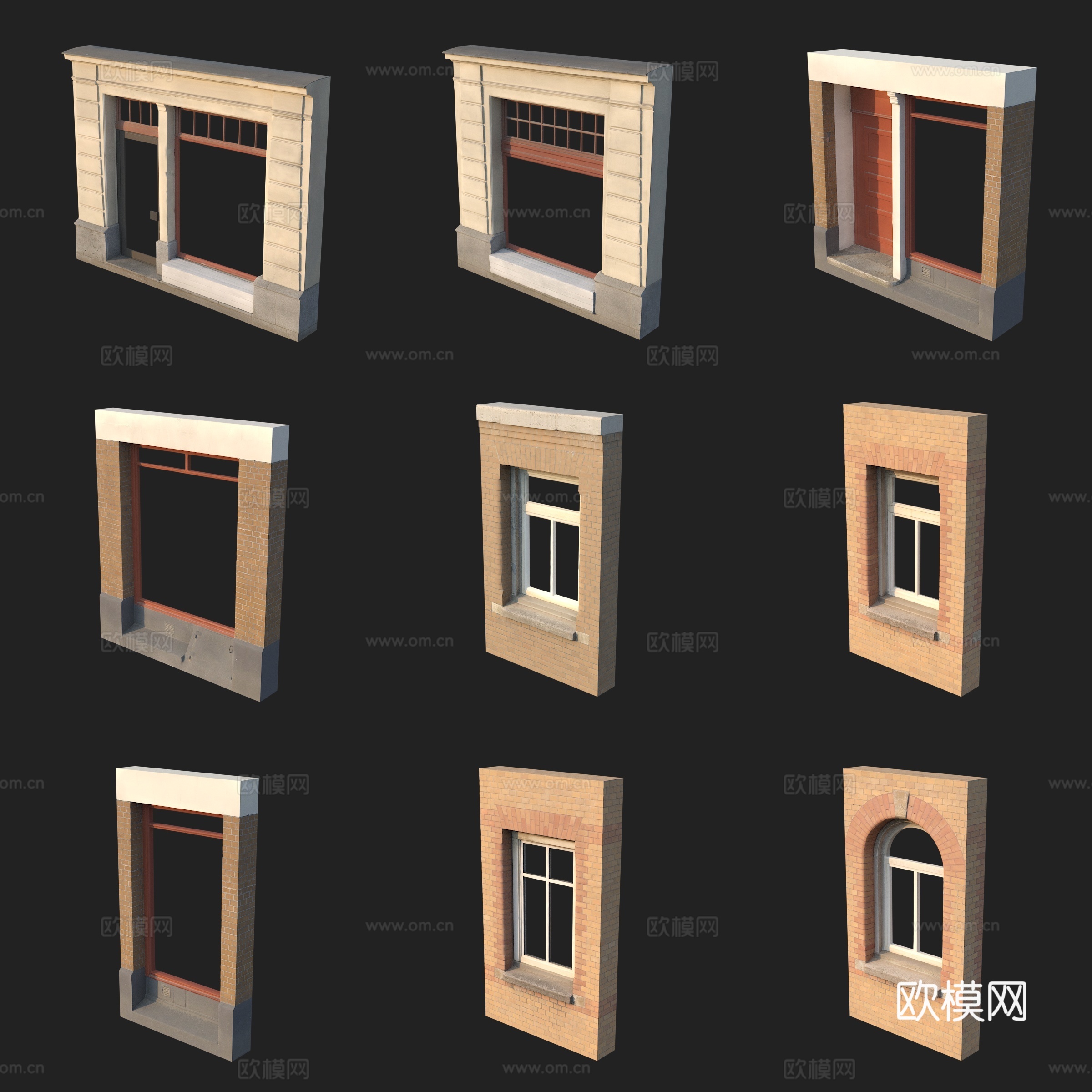 欧式古典窗户窗框3d模型