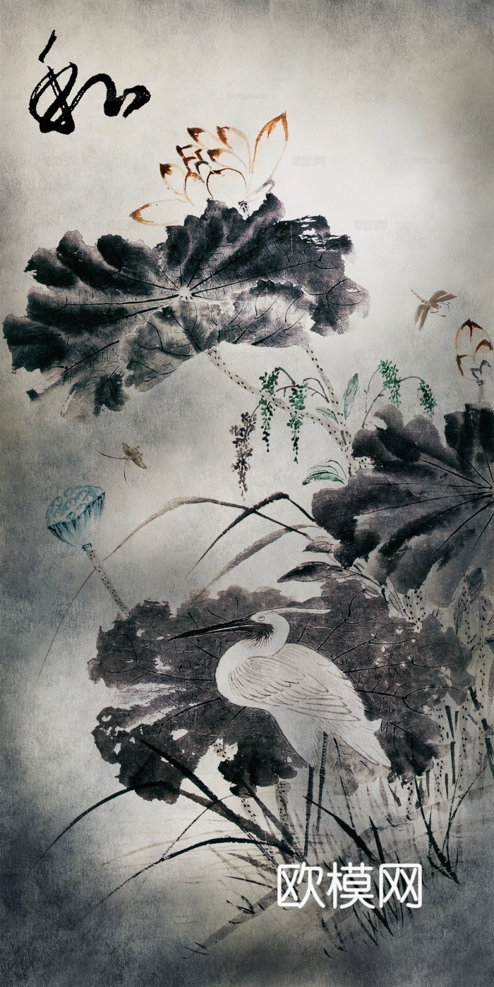 新中式花鸟壁纸壁画