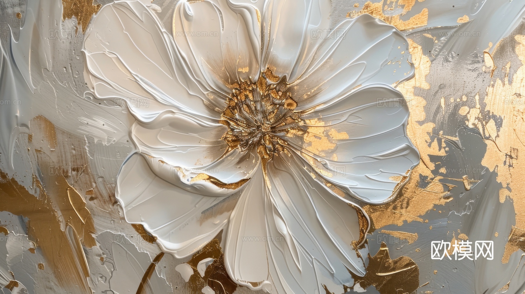 3D浮雕花卉背景墙下载（渲染图2）