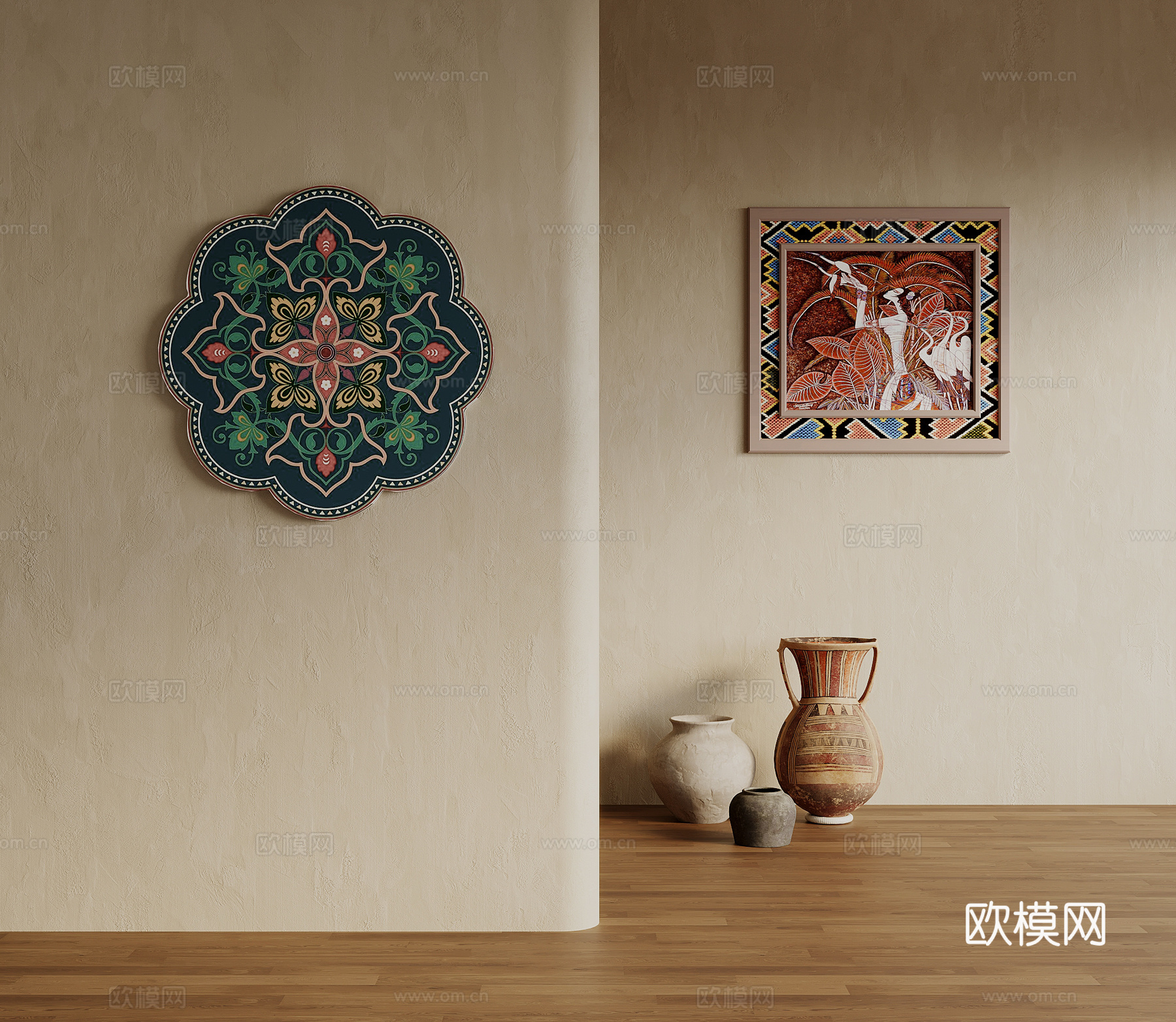 挂画 民宿墙饰挂画 装饰画 陶罐3d模型