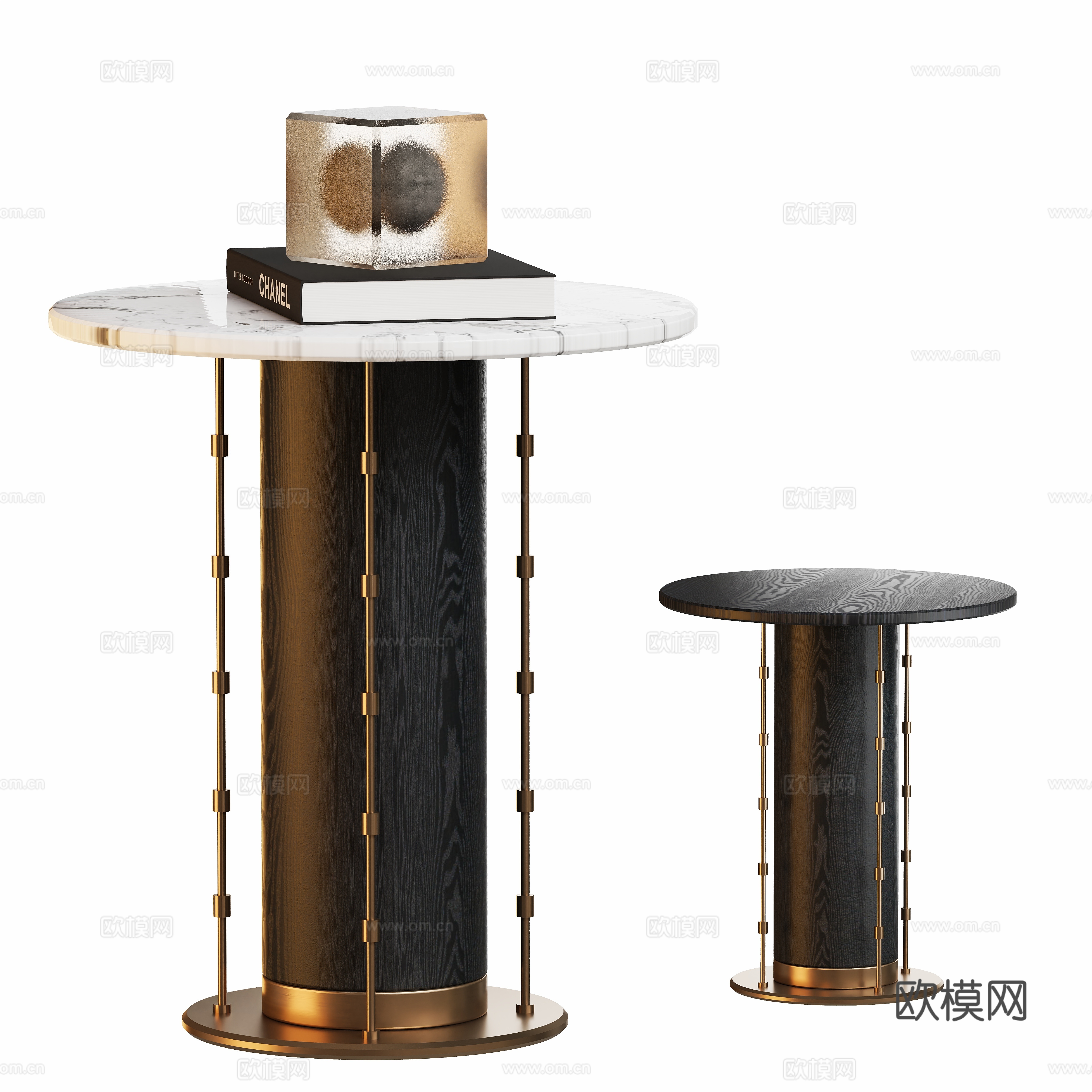 现代金属轻奢圆几边几角几3d模型