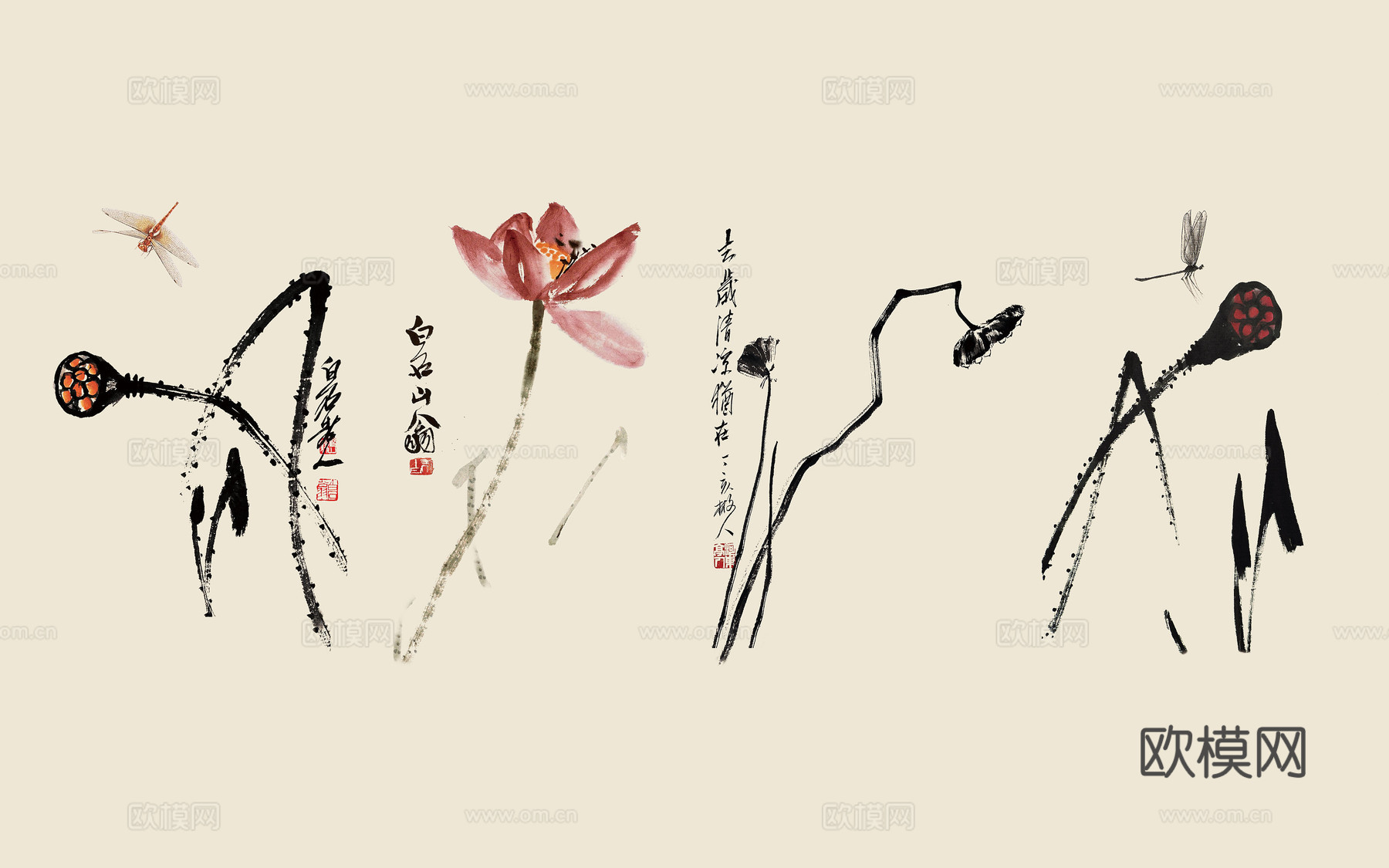 新中式花鸟壁纸壁画