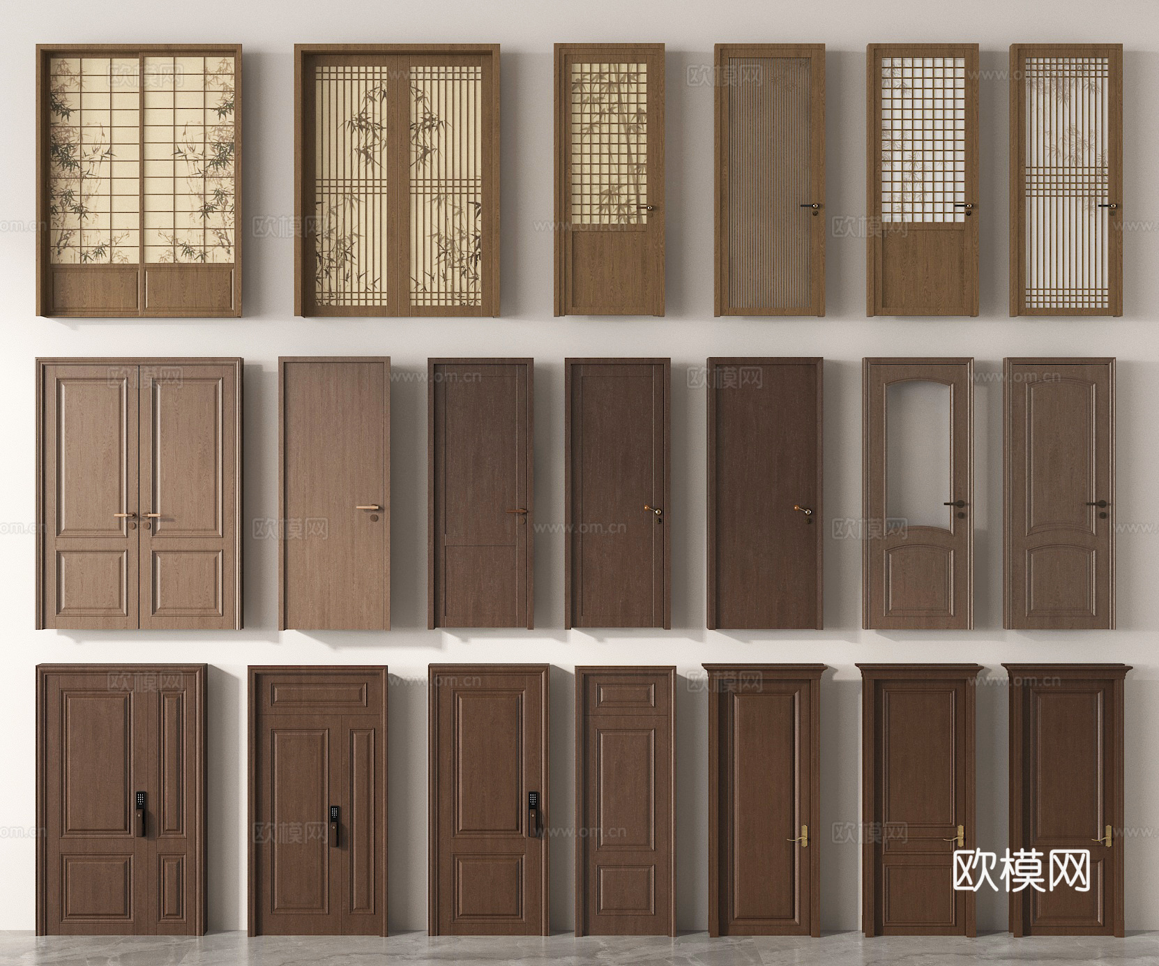 单开门 双开门 日式门 推拉门3d模型