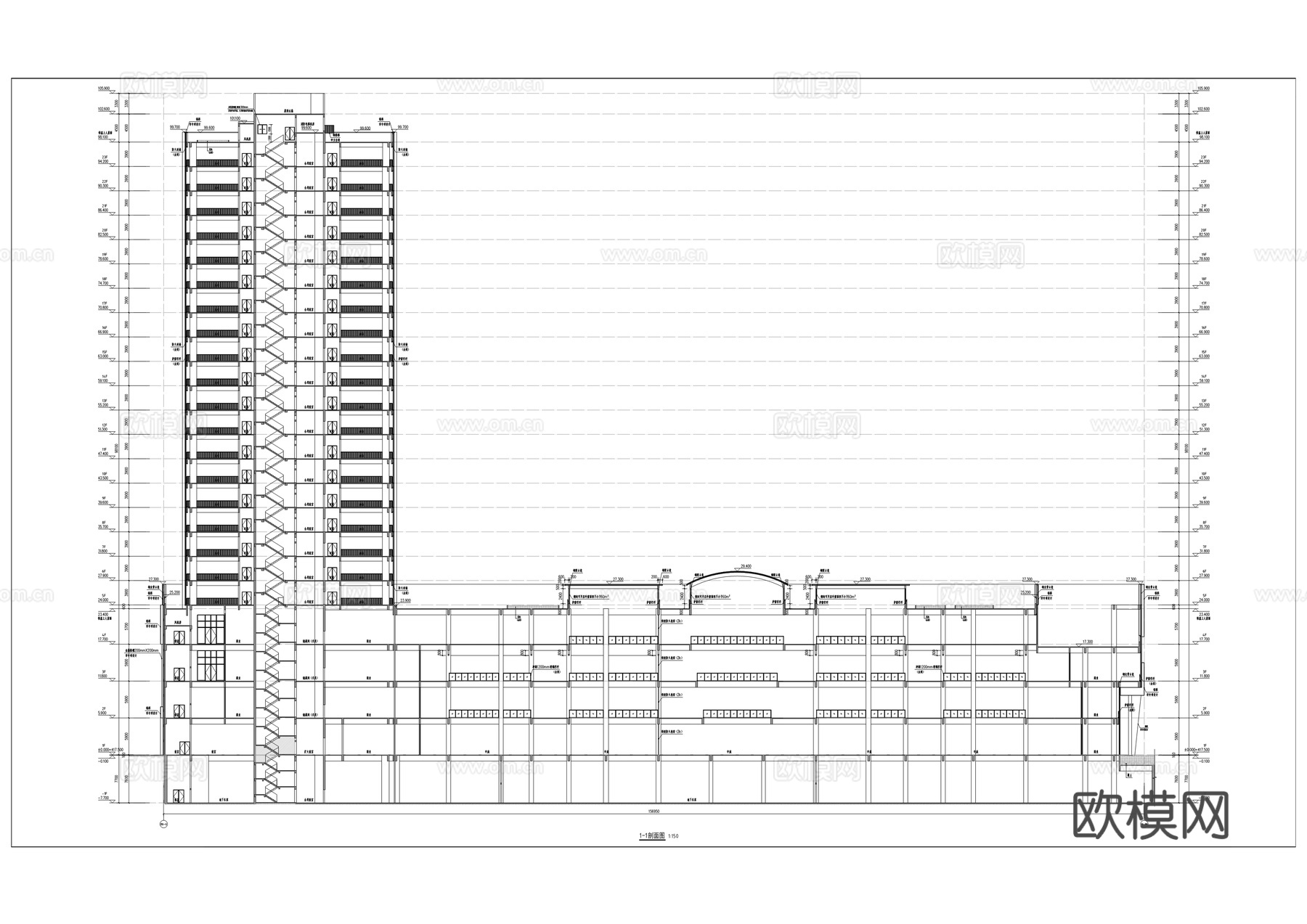 软件产业基地商业综合体建筑施工图cad施工图