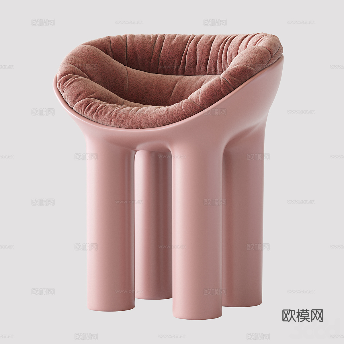 现代意式奶油风化妆凳3d模型
