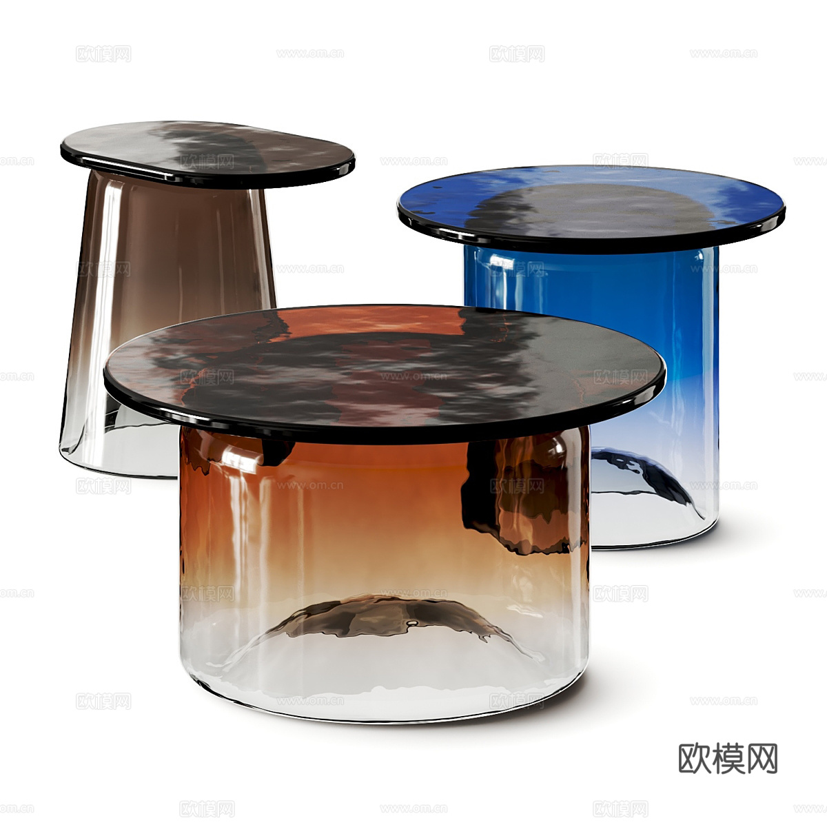 现代意式极简玻璃茶几3d模型