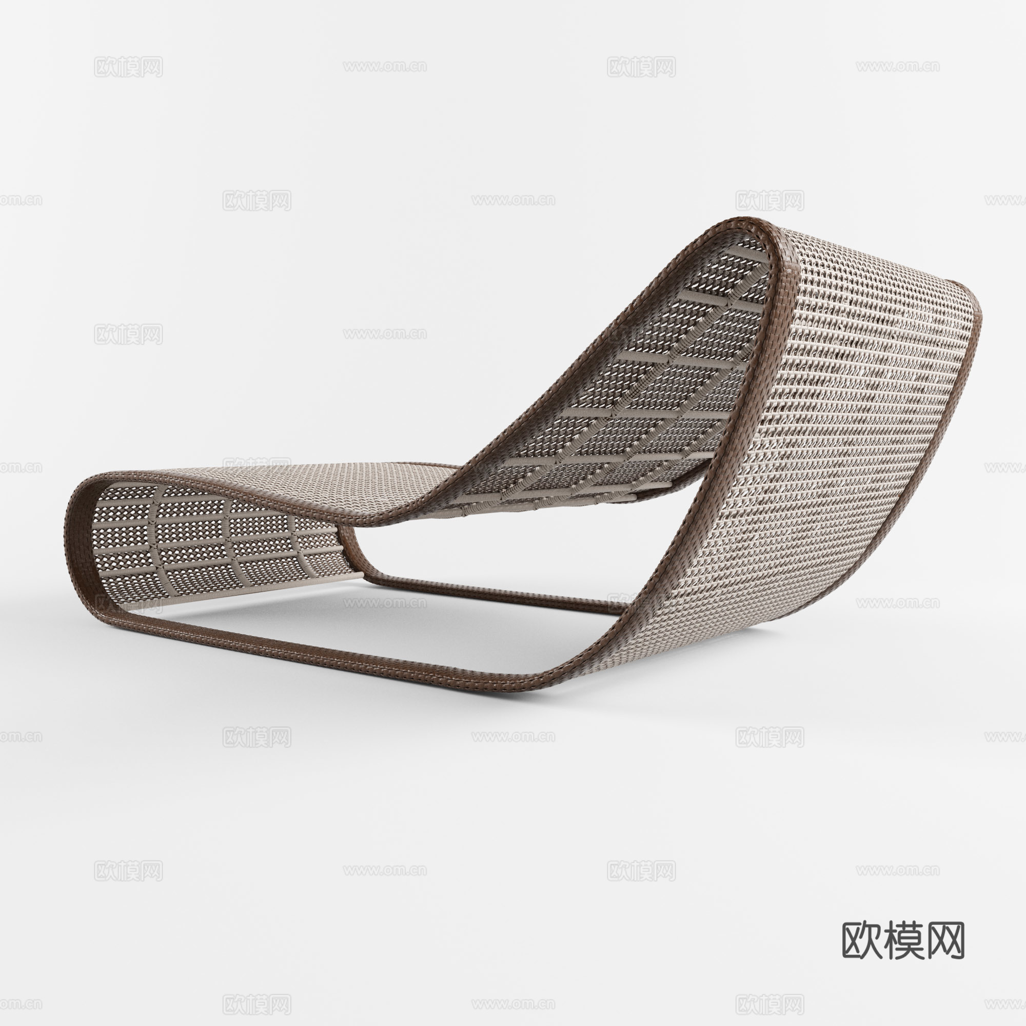 新中式藤编躺椅3d模型