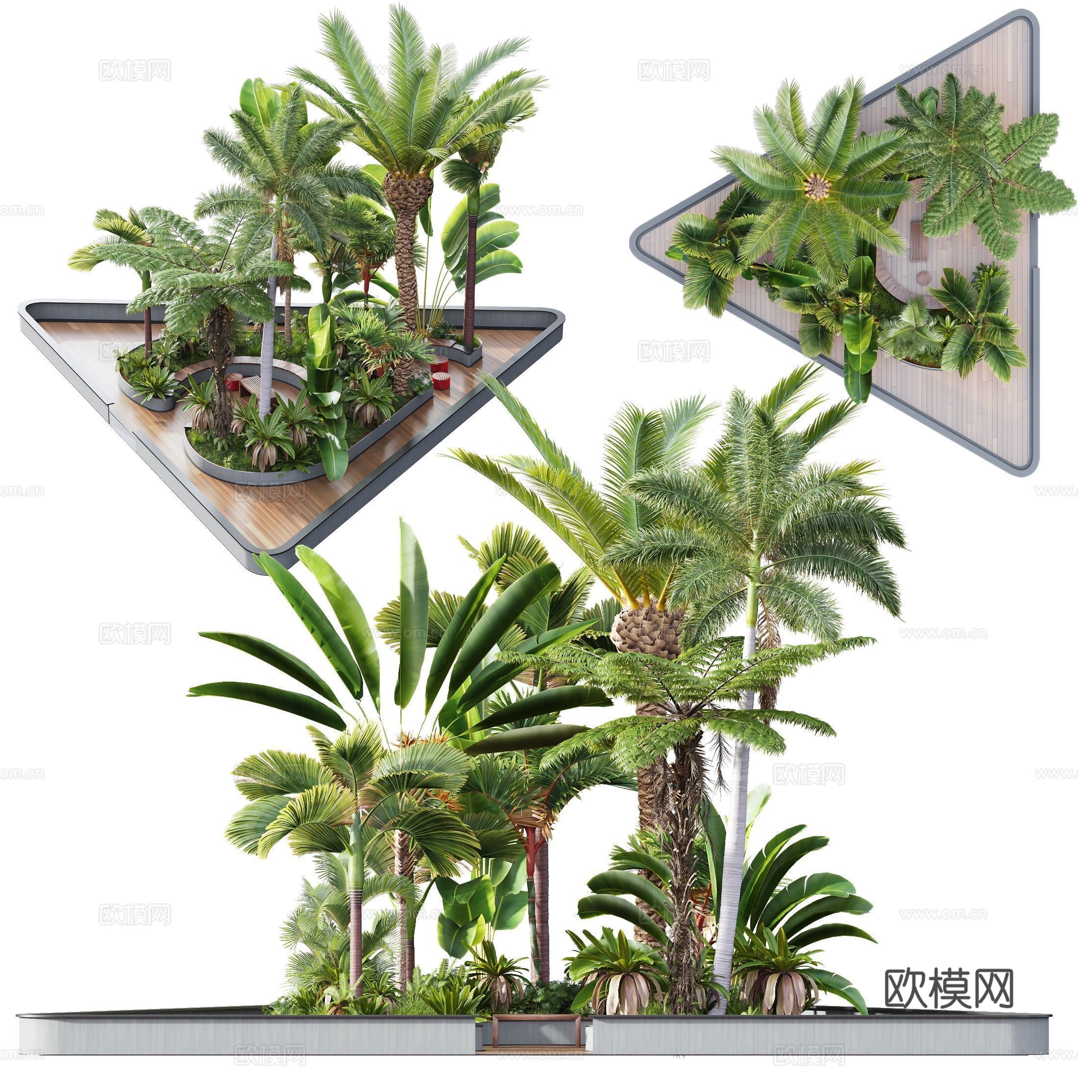 现代公园局部景观3d模型
