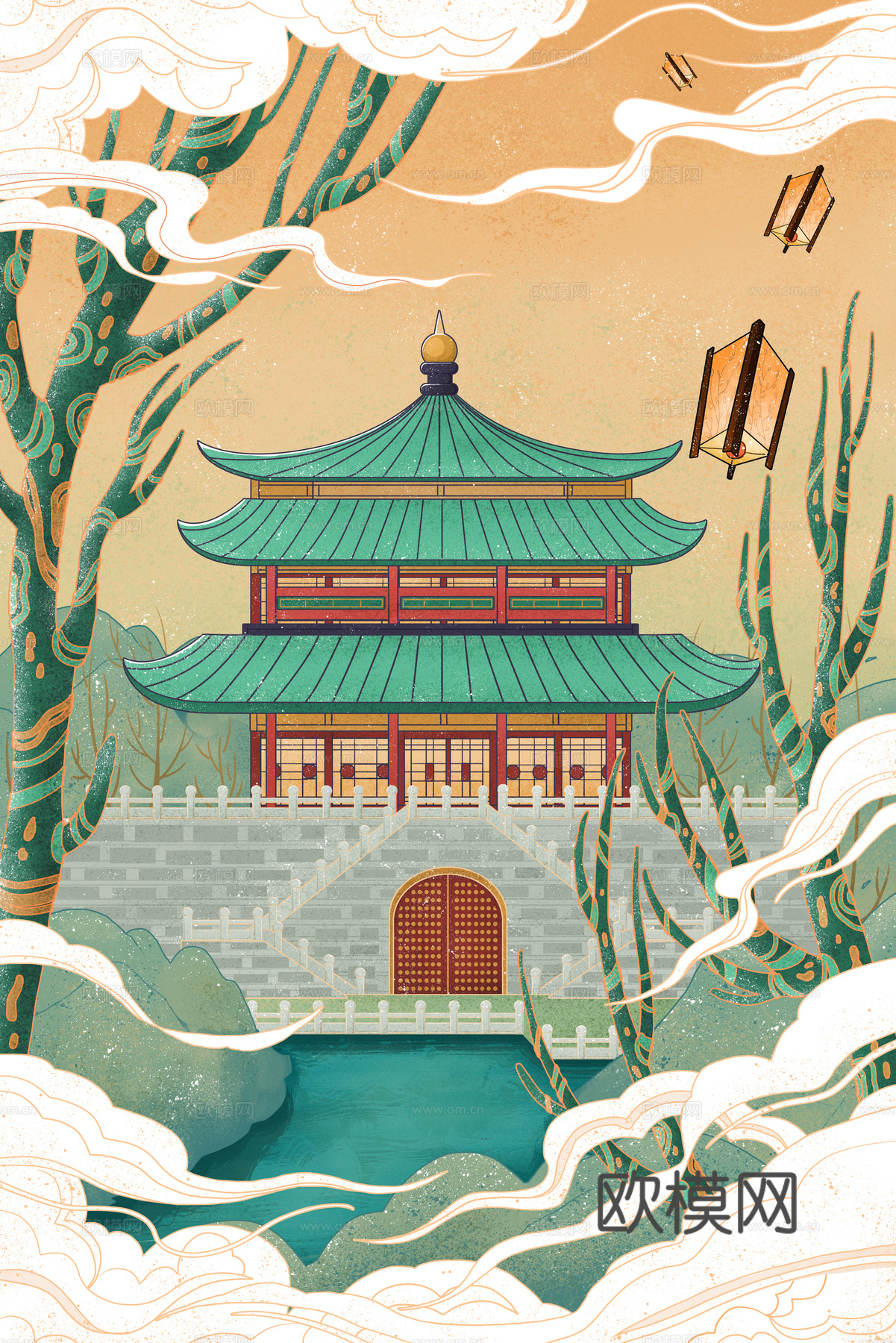 古风卡通城市壁纸