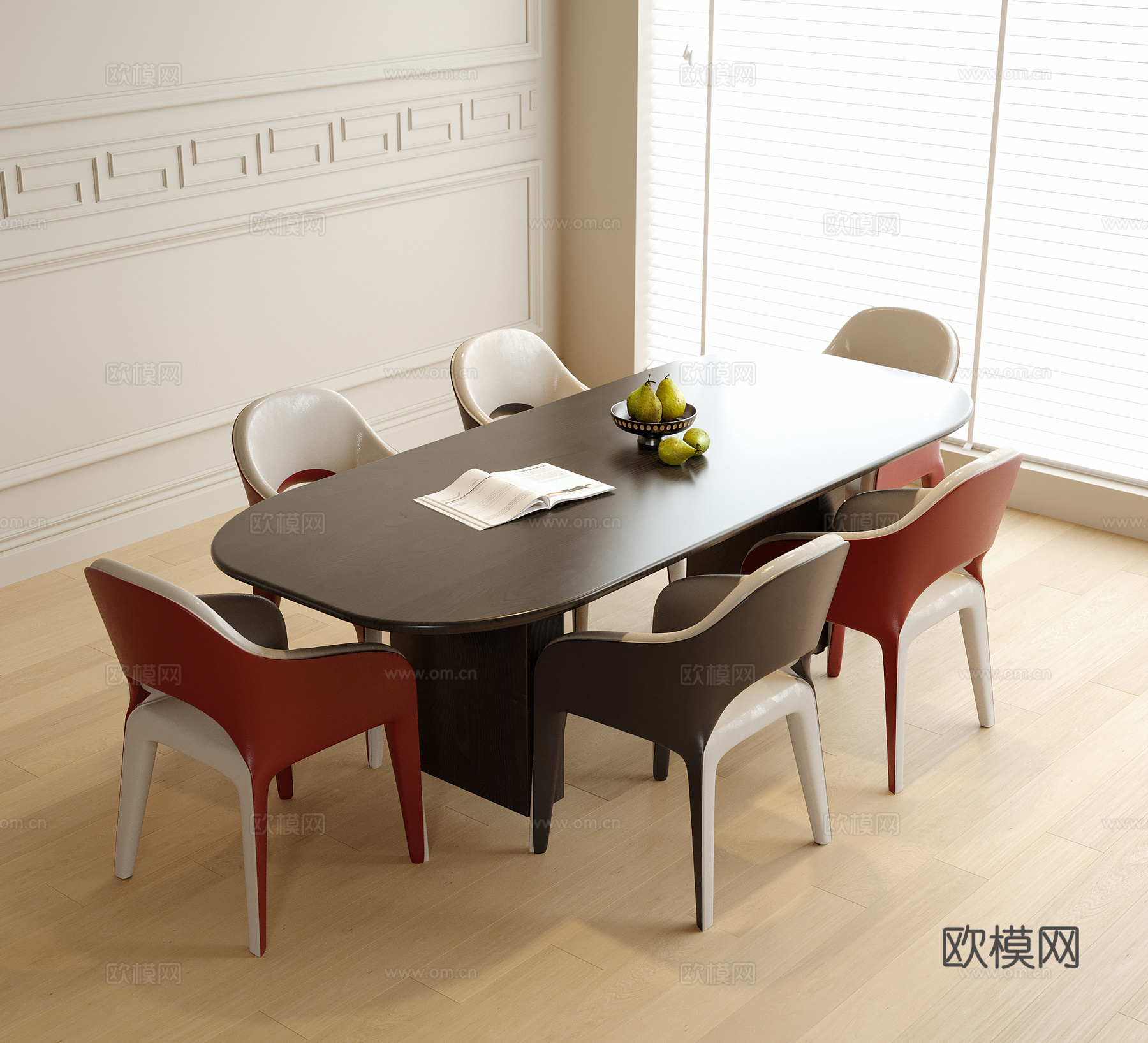 现代餐桌椅组合 餐椅 单椅su模型