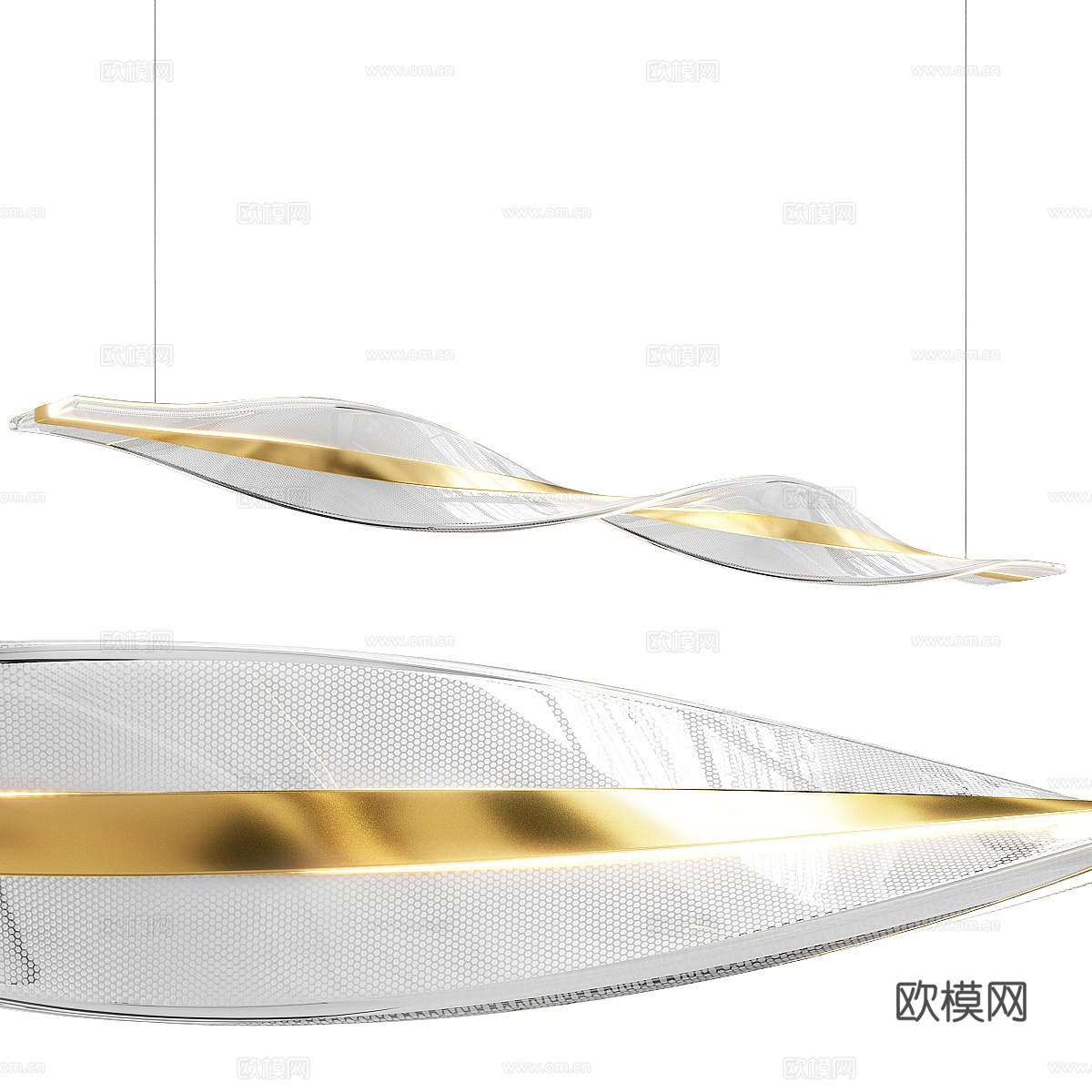 新中式轻奢螺旋装饰吊灯3d模型